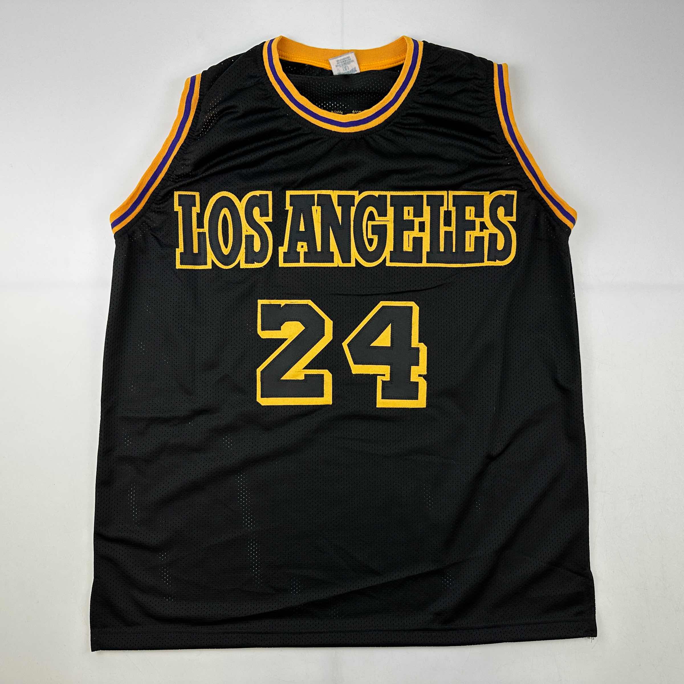 Facsimile Autographed Kobe Bryant #24 Black Mamba Los Angeles LA Reprint Laser Auto Basketball Jersey Size Men's XL