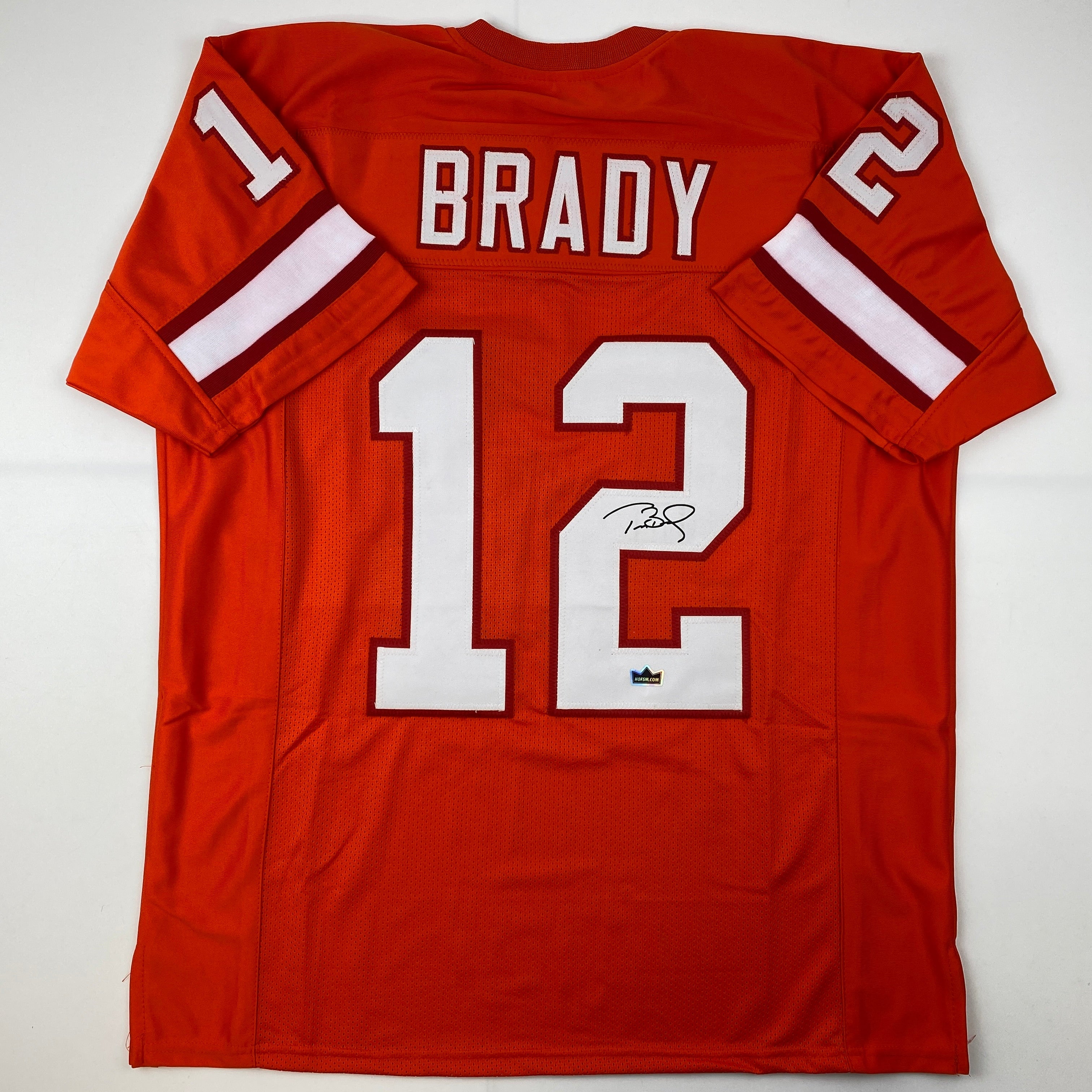 Facsimile Autographed Tom Brady Tampa Bay Orange Throwback Reprint Laser Auto Football Jersey Size Men's XL