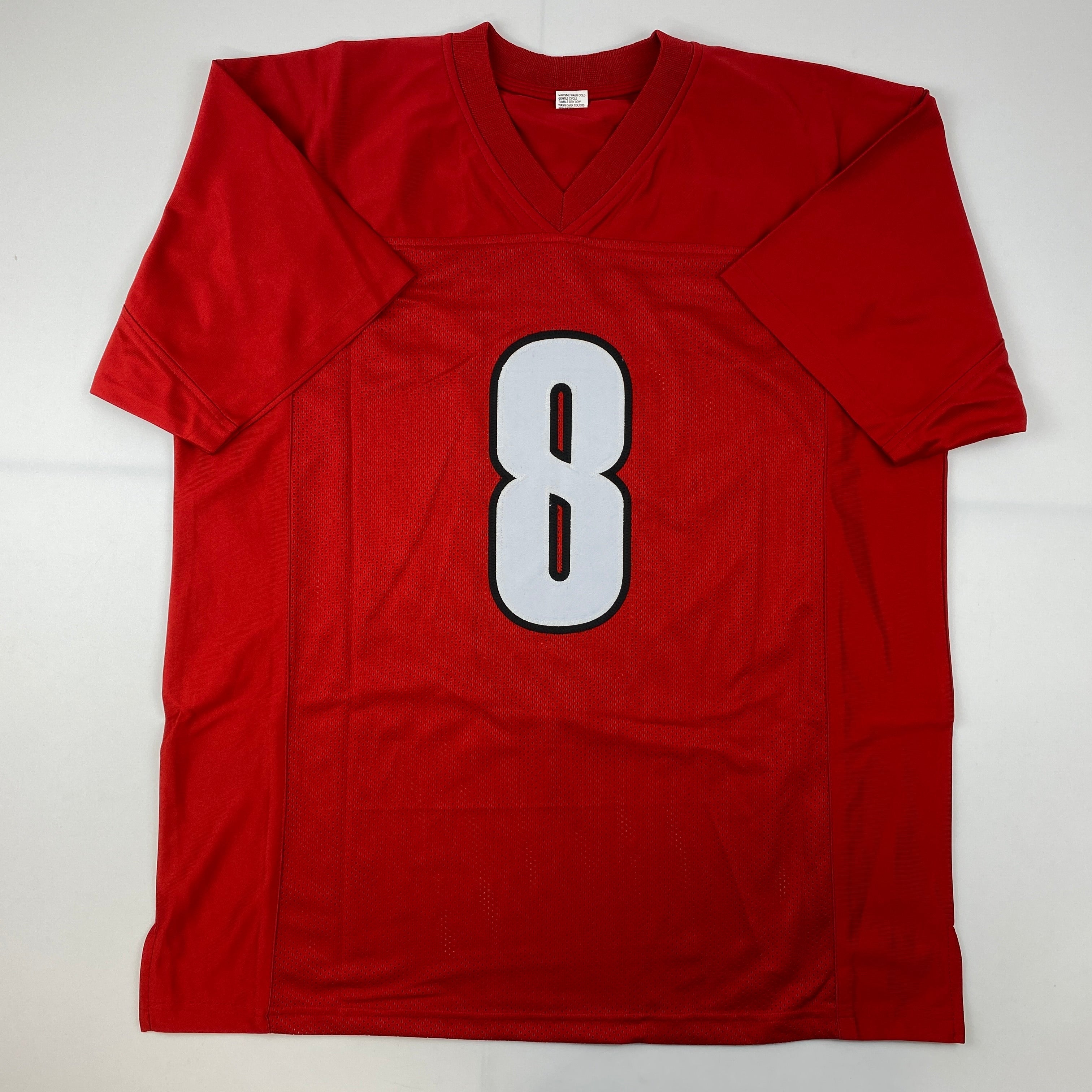 Facsimile Autographed Lamar Jackson Louisville Red Reprint Laser Auto College Football Jersey Size Men's XL