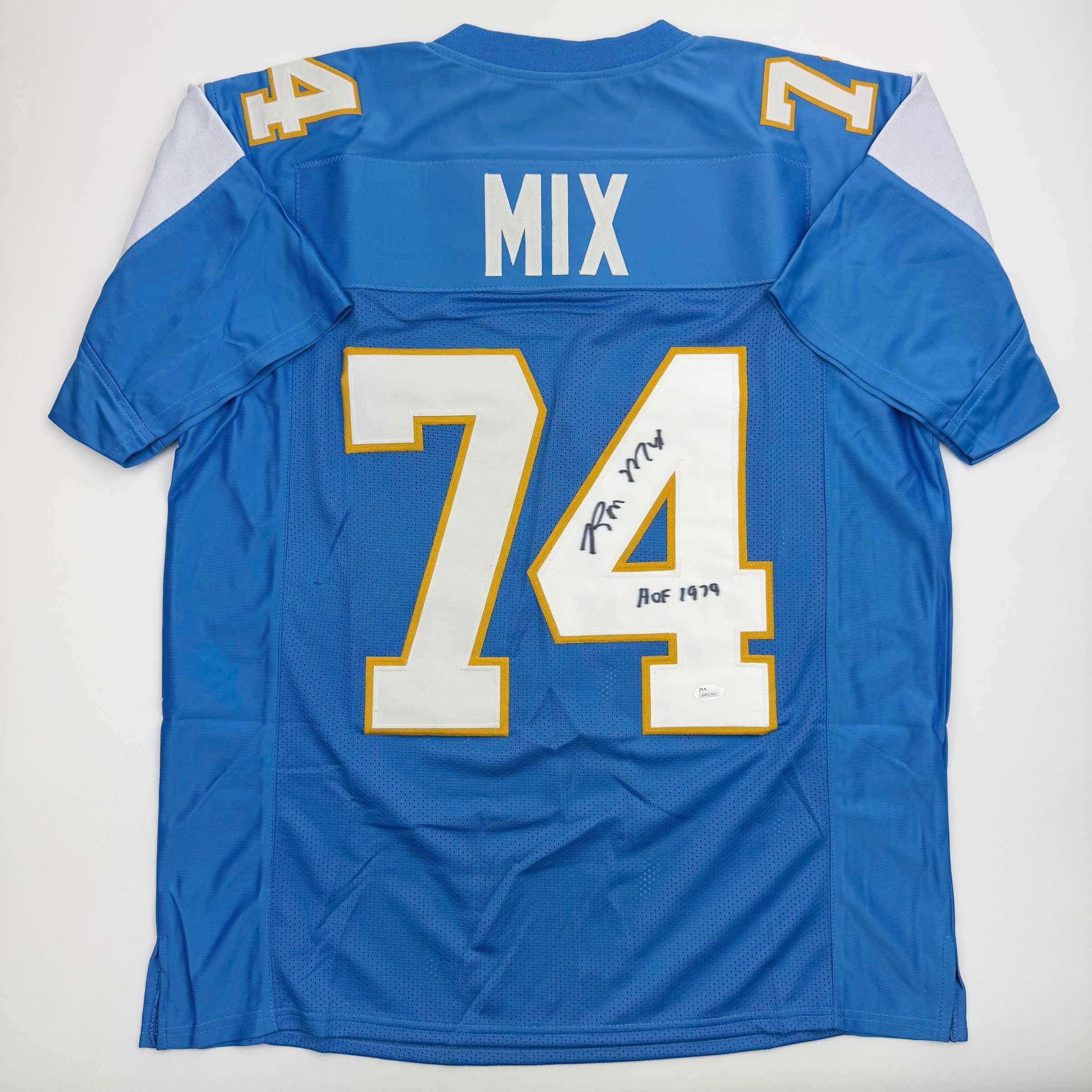 Autographed/Signed Ron Mix HOF 1979 San Diego Powder Blue Football Jersey JSA COA