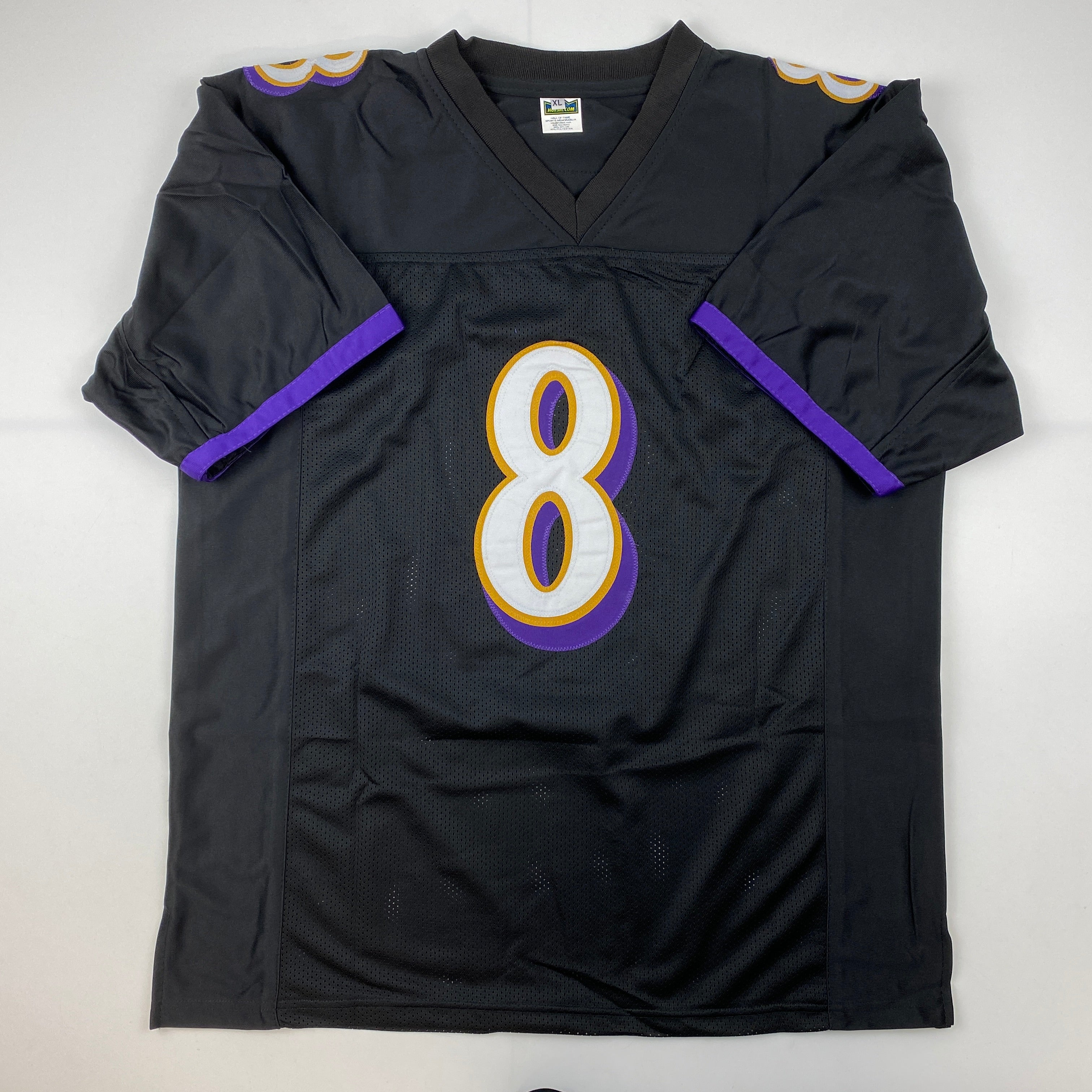 Facsimile Autographed Lamar Jackson Baltimore Black Reprint Laser Auto Football Jersey Size Men's XL