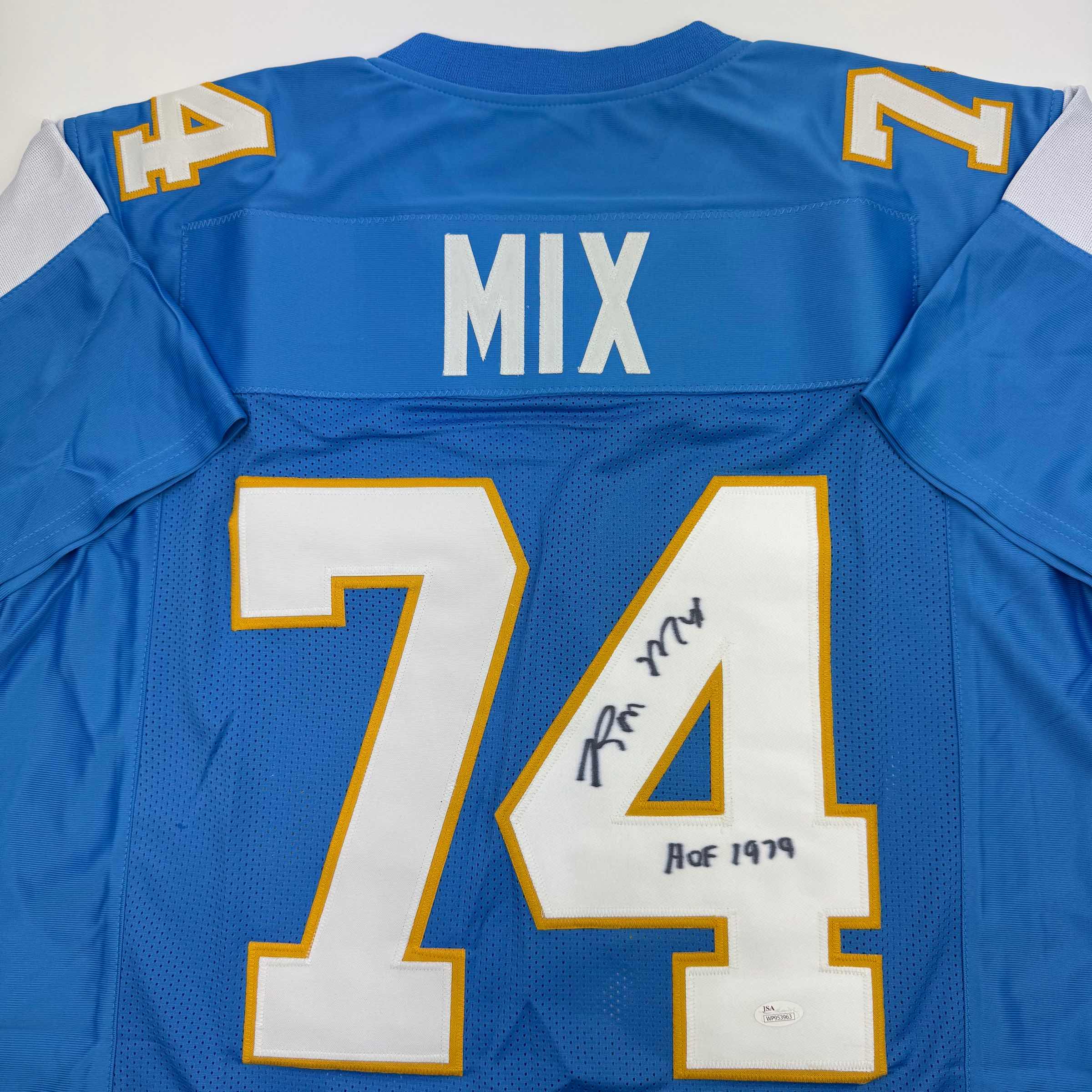 Autographed/Signed Ron Mix HOF 1979 San Diego Powder Blue Football Jersey JSA COA