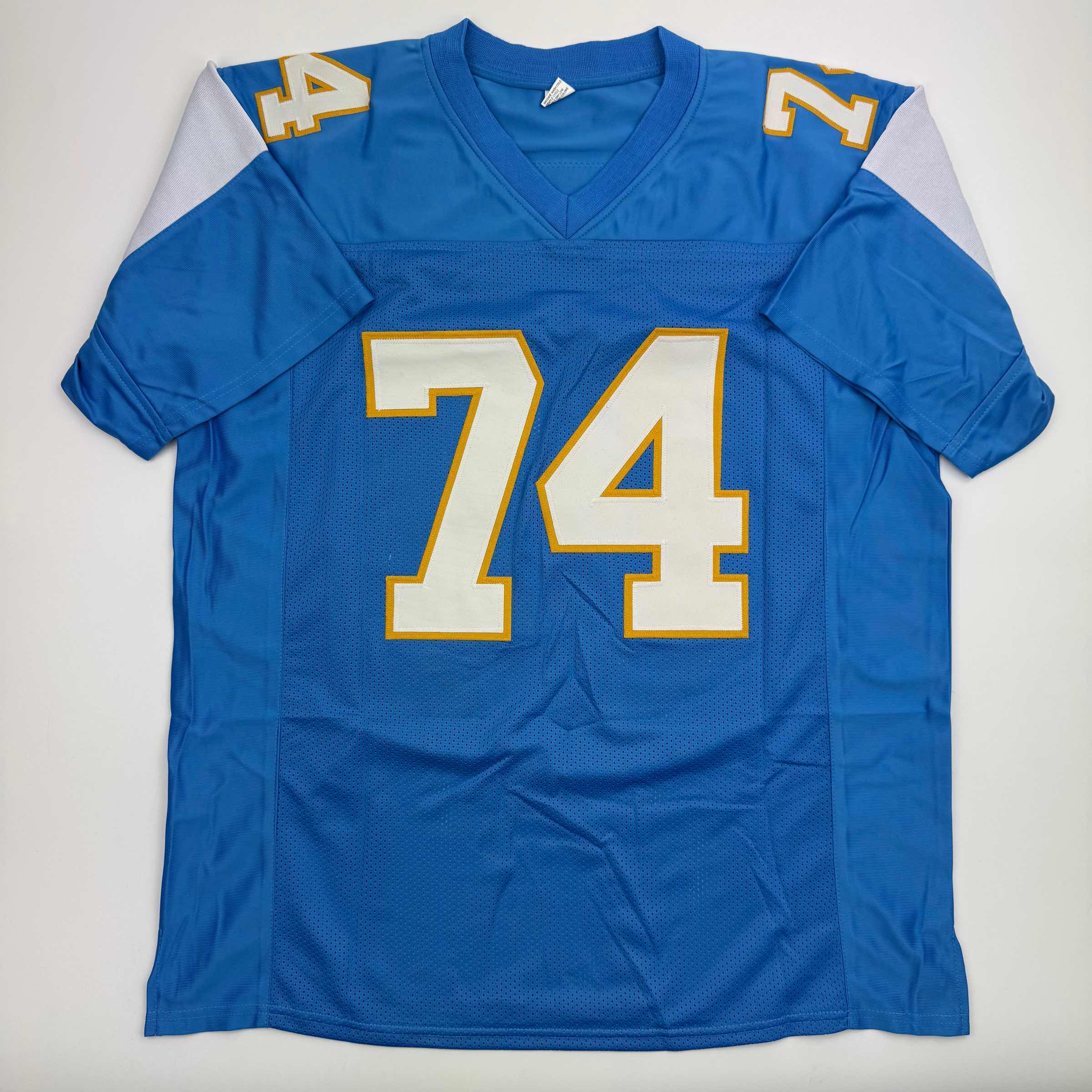 Autographed/Signed Ron Mix HOF 1979 San Diego Powder Blue Football Jersey JSA COA