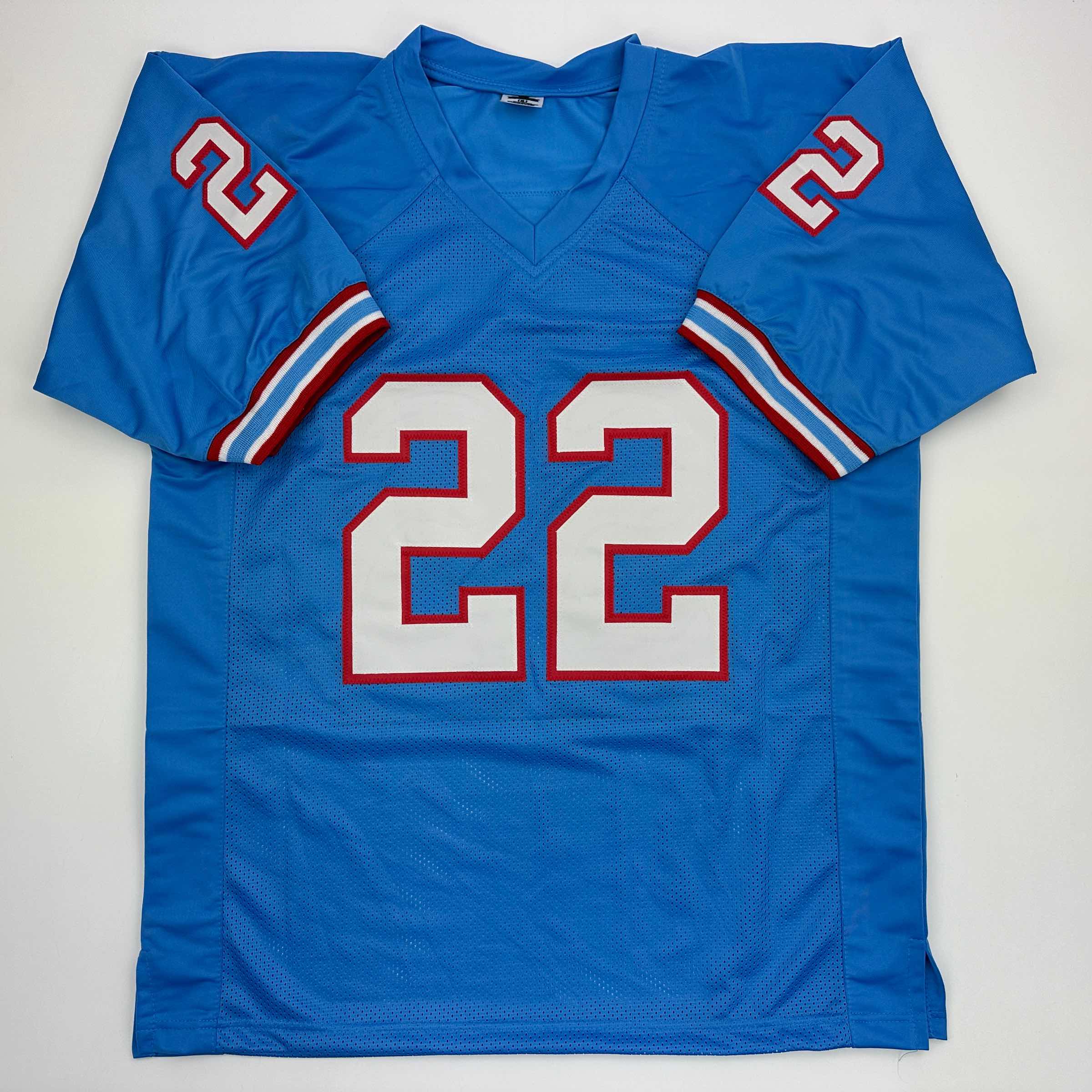Autographed/Signed Derrick Henry Tennessee Retro Light Blue Football Jersey JSA COA