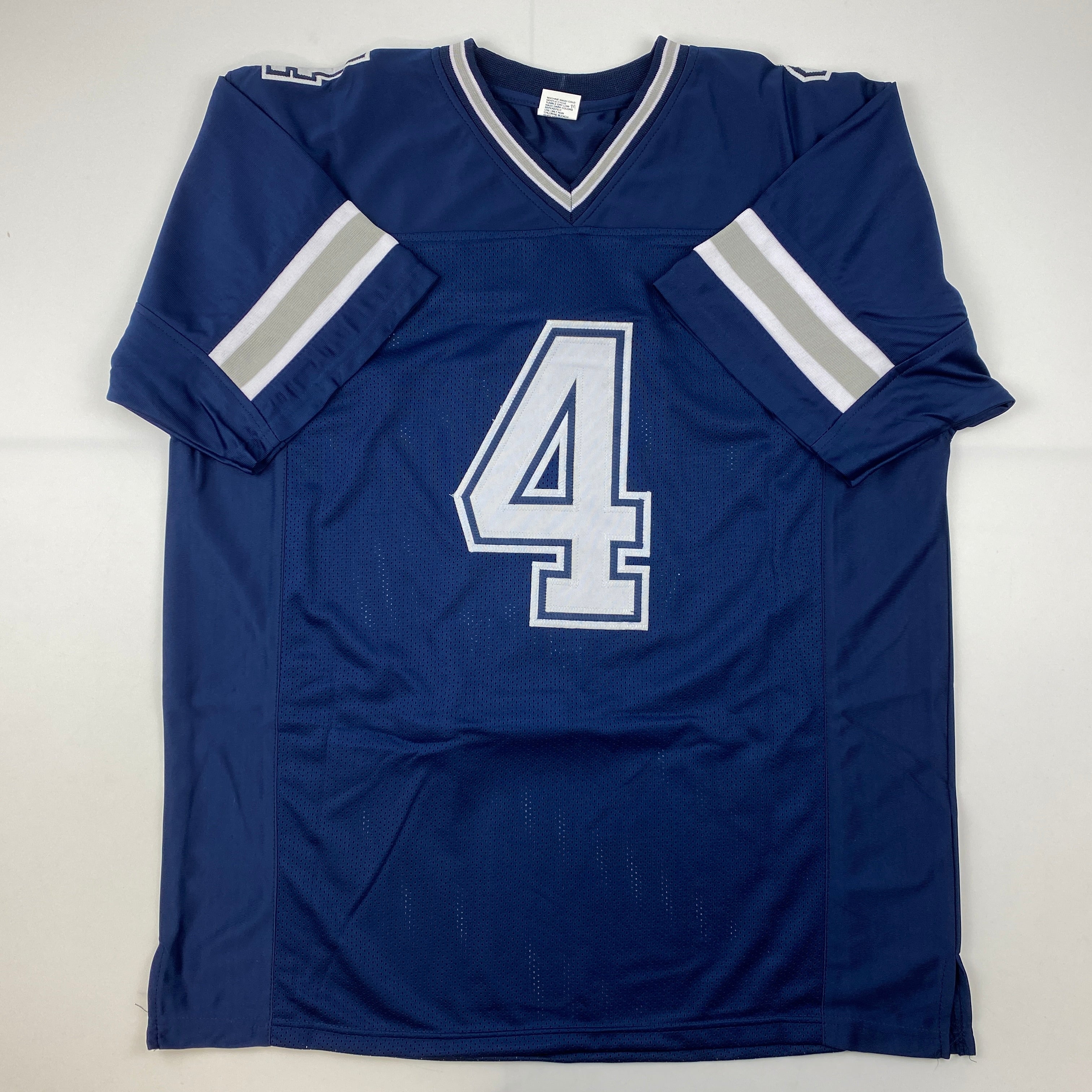 Facsimile Autographed Dak Prescott Dallas Blue Reprint Laser Auto Football Jersey Size Men's XL
