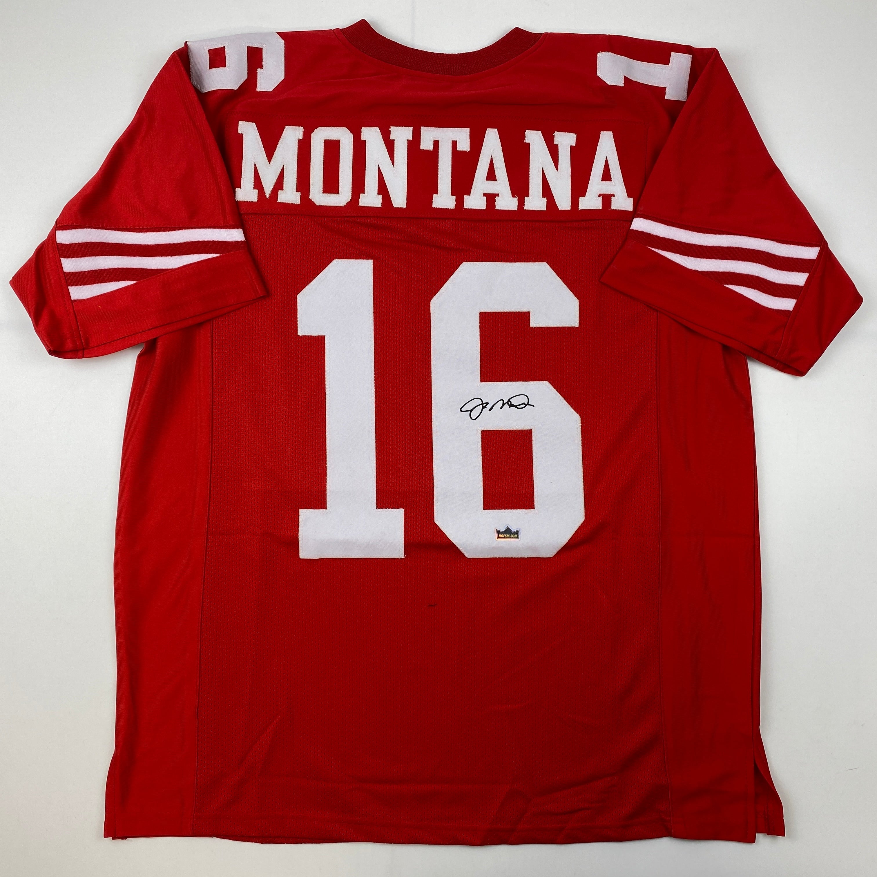 Facsimile Autographed Joe Montana San Francisco Red Reprint Laser Auto Football Jersey Size Men's XL