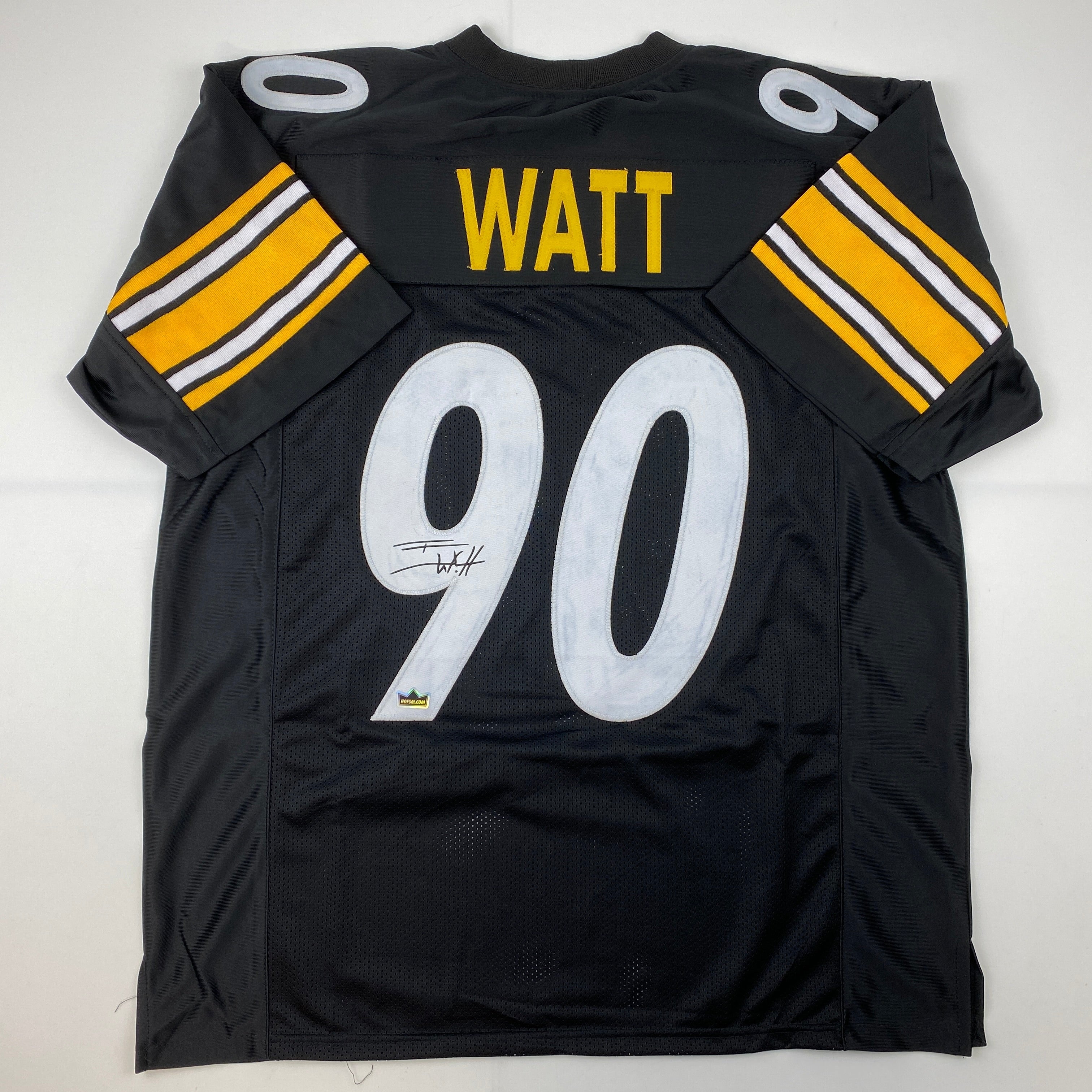Facsimile Autographed T.J. TJ Watt Pittsburgh Black Reprint Laser Auto Football Jersey Size Men's XL