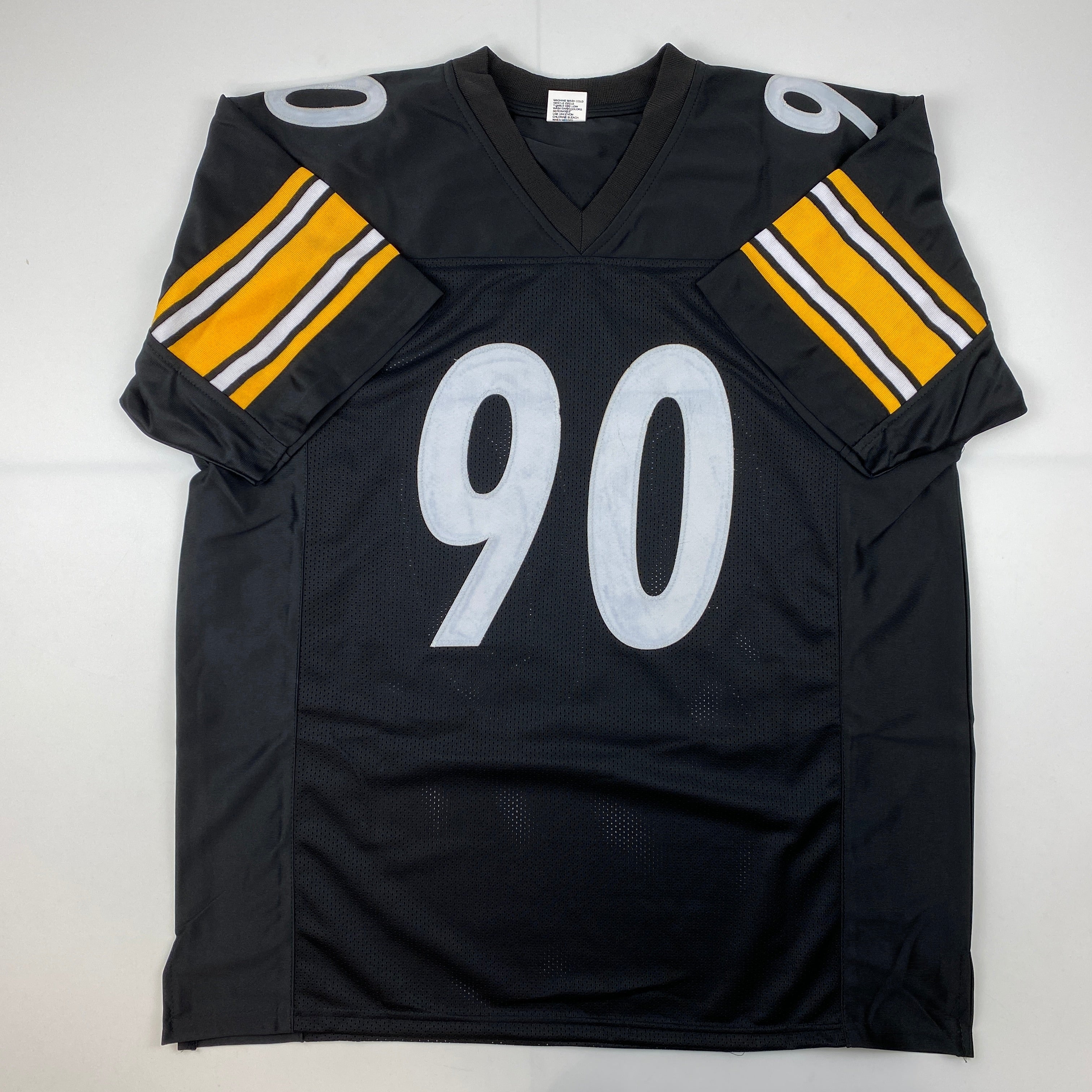 Facsimile Autographed T.J. TJ Watt Pittsburgh Black Reprint Laser Auto Football Jersey Size Men's XL