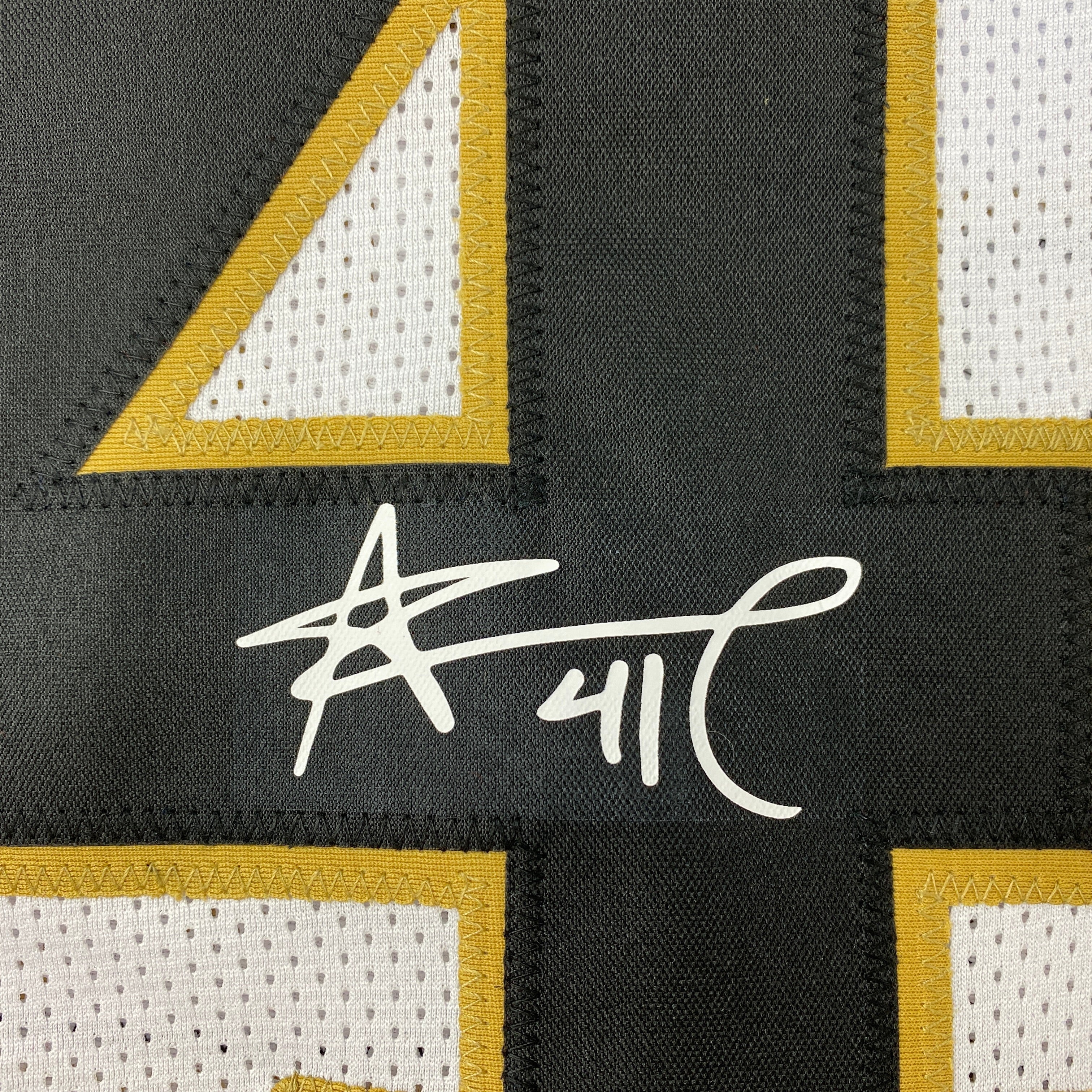 Facsimile Autographed Alvin Kamara New Orleans White Reprint Laser Auto Football Jersey Size Men's XL