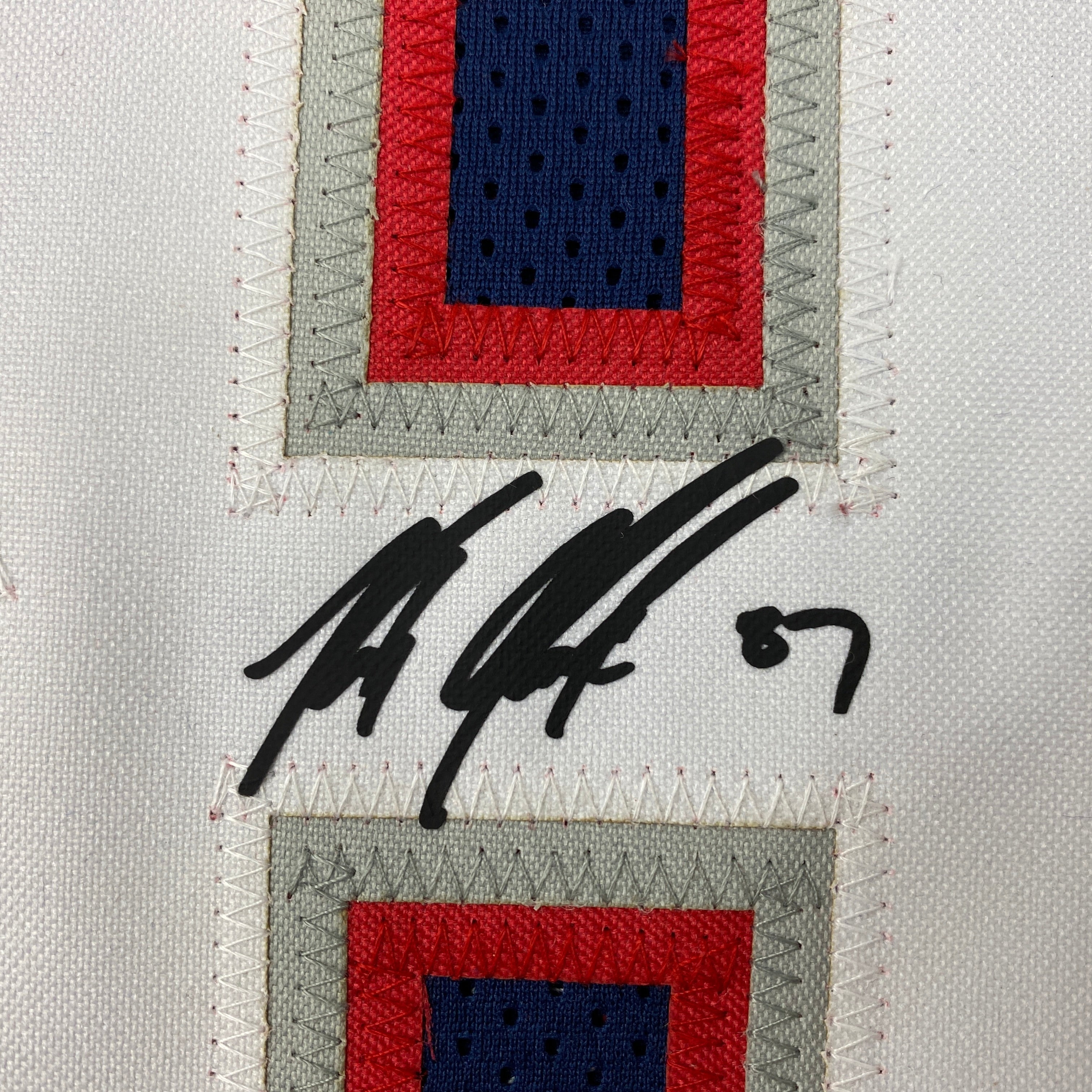 Facsimile Autographed Rob Gronk Gronkowski New England Blue Reprint Laser Auto Football Jersey Size Men's XL