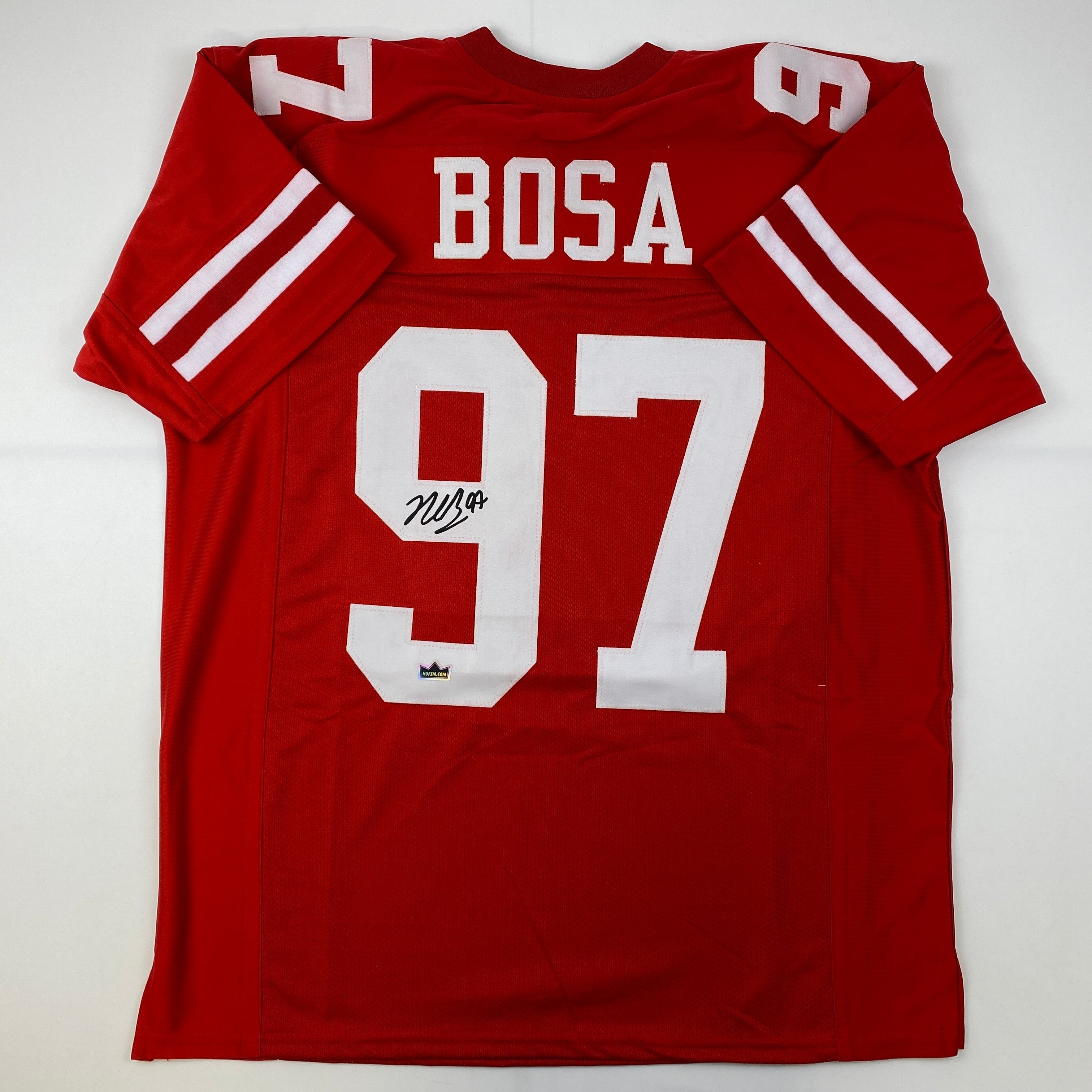 Facsimile Autographed Nick Bosa San Francisco Red Reprint Laser Auto Football Jersey Size Men's XL