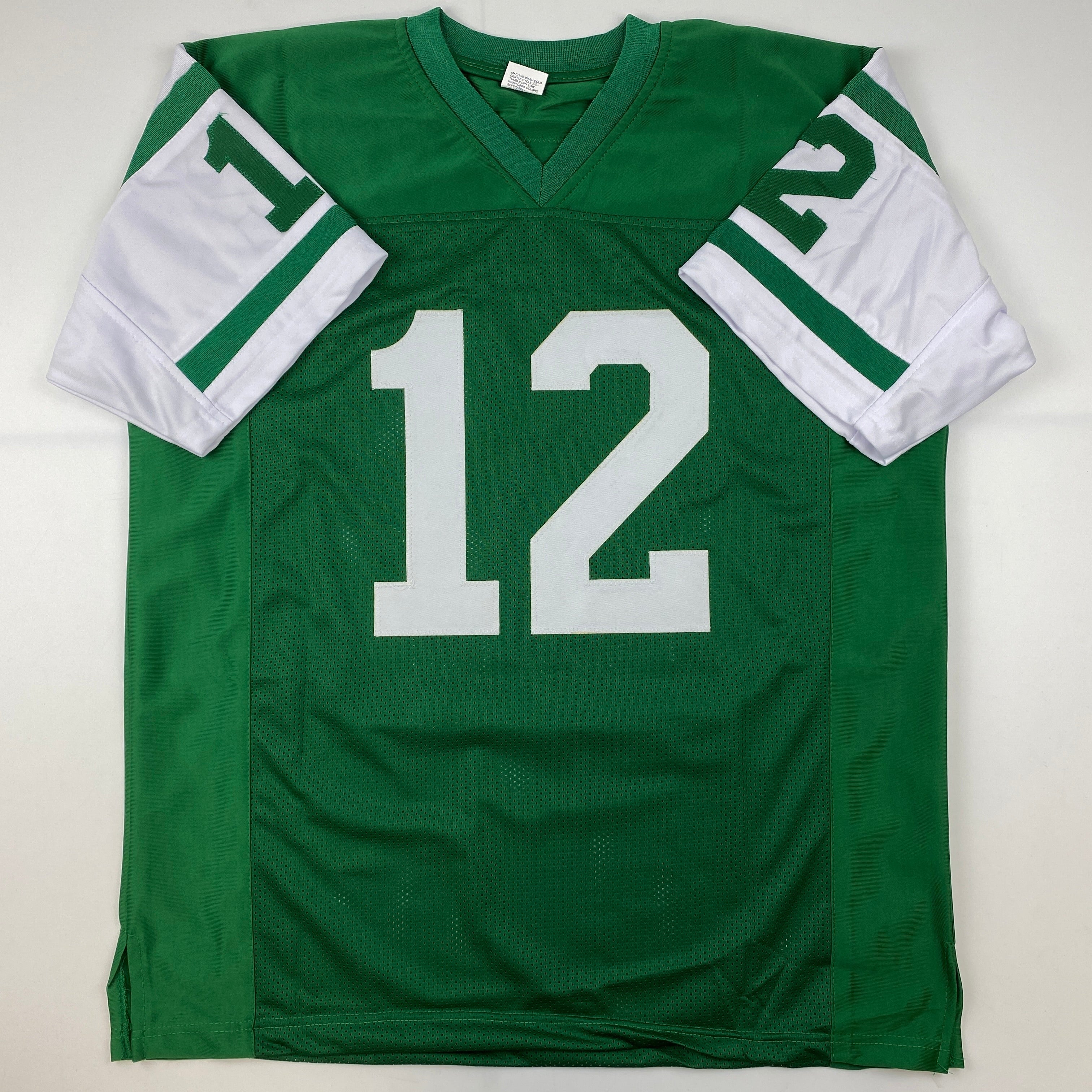 Facsimile Autographed Joe Namath New York Green Reprint Laser Auto Football Jersey Size Men's XL