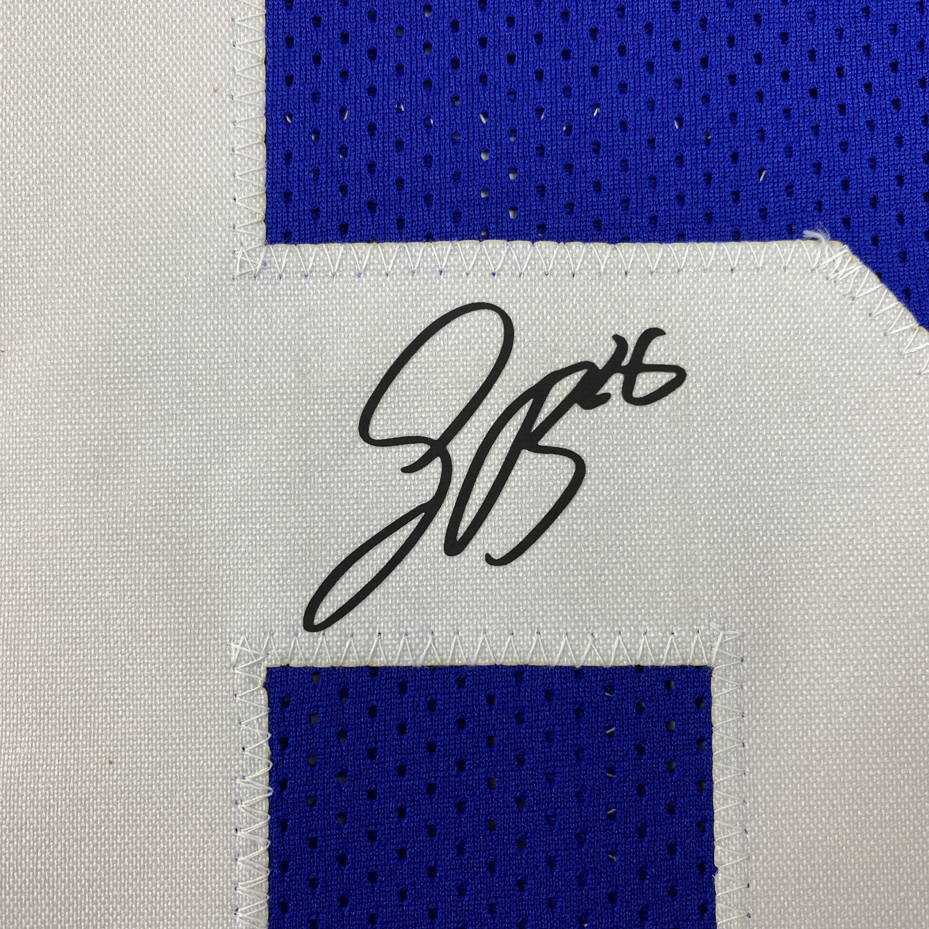 Facsimile Autographed Saquon Barkley New York Blue Reprint Laser Auto Football Jersey Size Men's XL