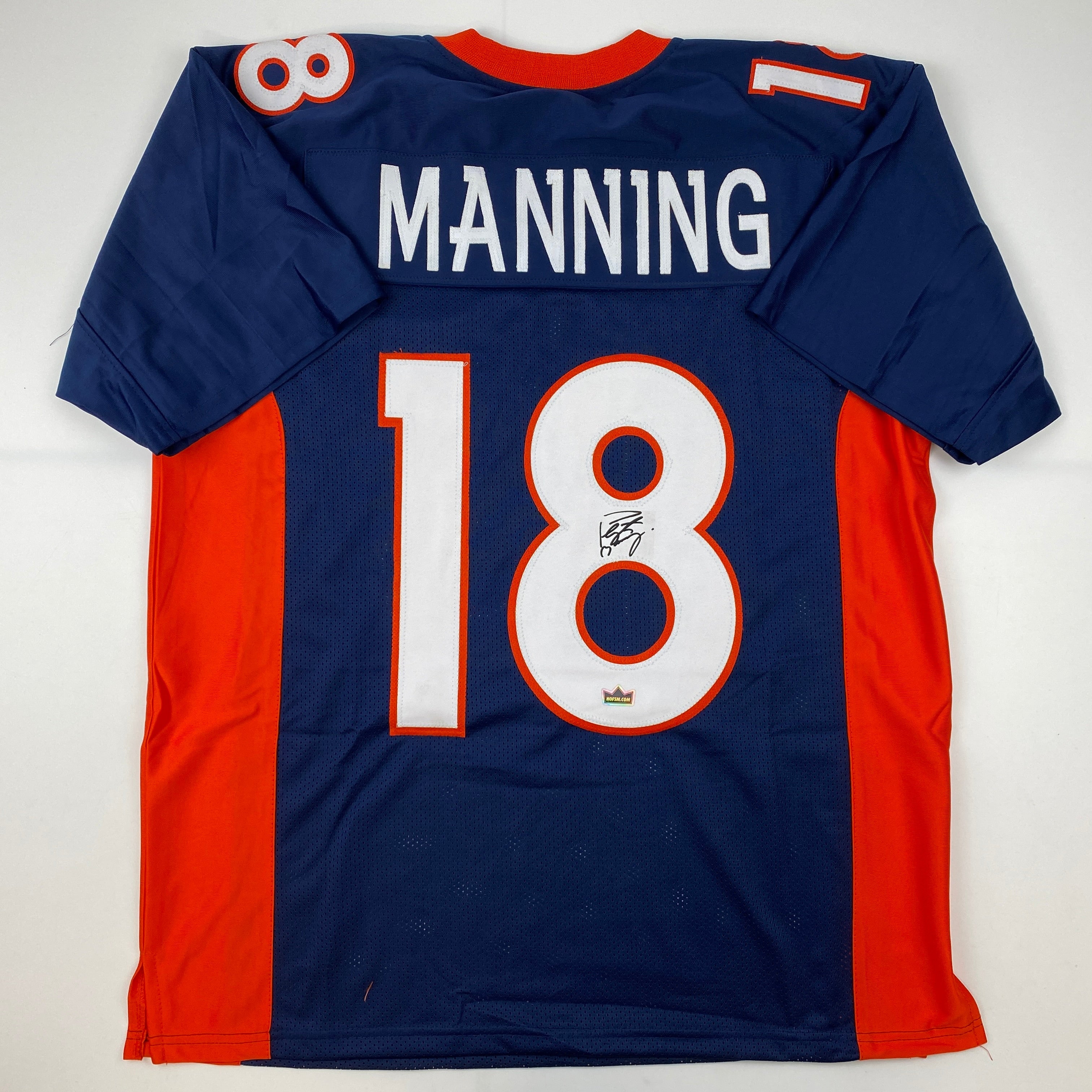 Facsimile Autographed Peyton Manning Denver Blue Reprint Laser Auto Football Jersey Size Men's XL