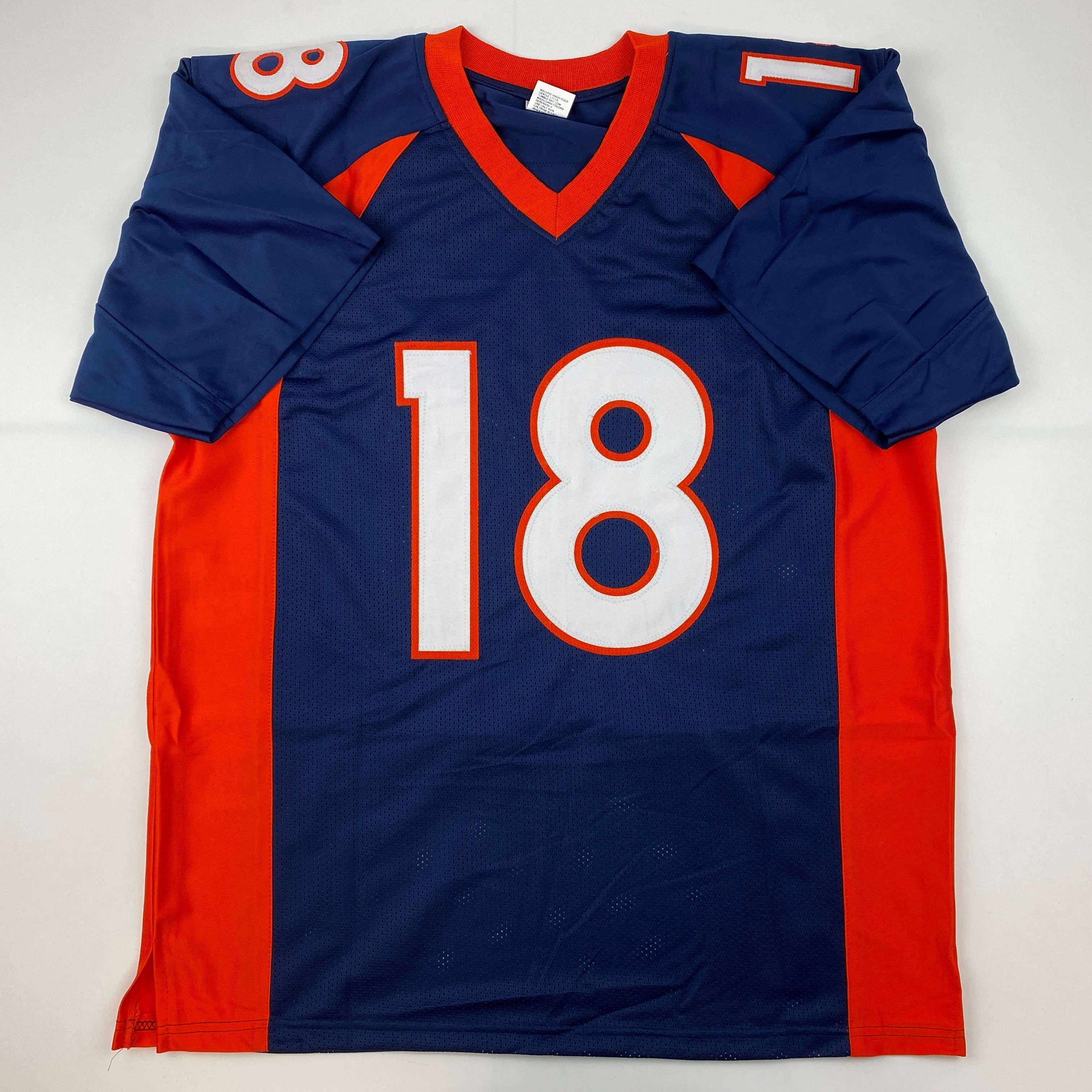 Facsimile Autographed Peyton Manning Denver Blue Reprint Laser Auto Football Jersey Size Men's XL