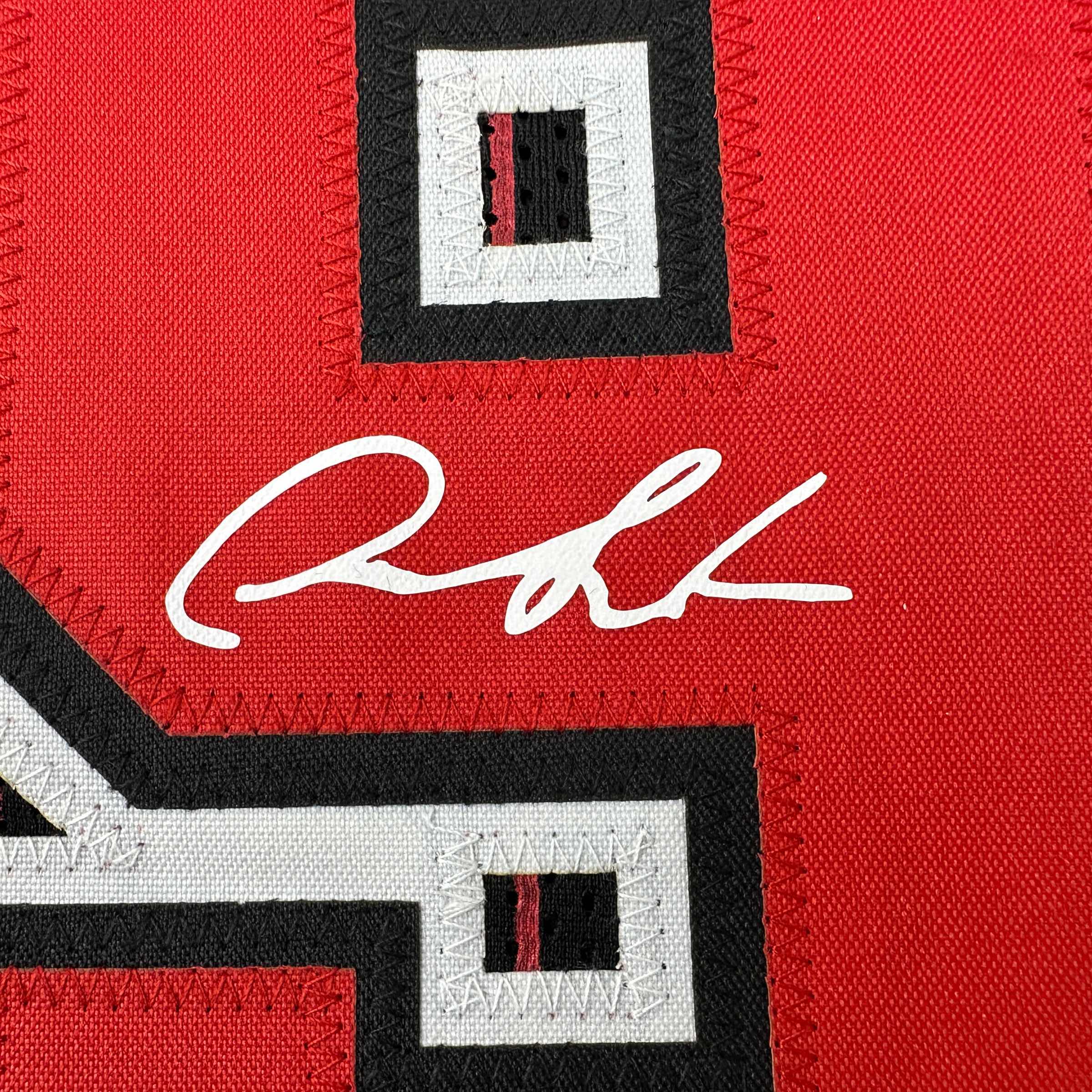 Facsimile Autographed Dennis Rodman Chicago Black Pinstripe Reprint Laser Auto Basketball Jersey Size Men's XL