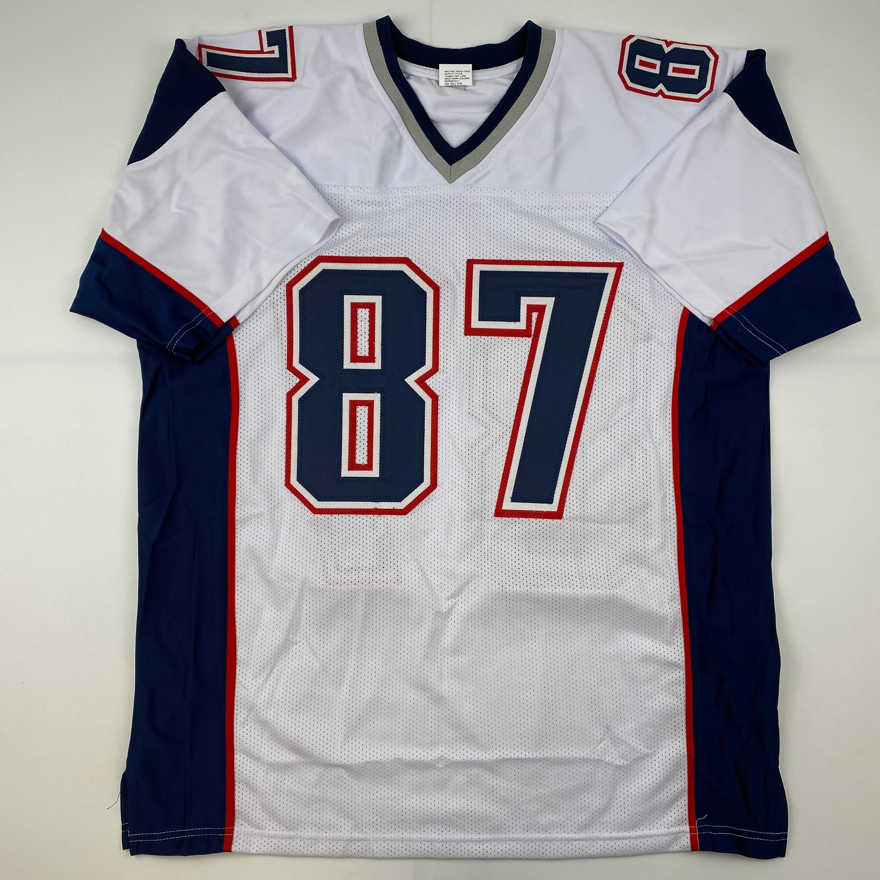 Facsimile Autographed Rob Gronk Gronkowski New England White Reprint Laser Auto Football Jersey Size Men's XL