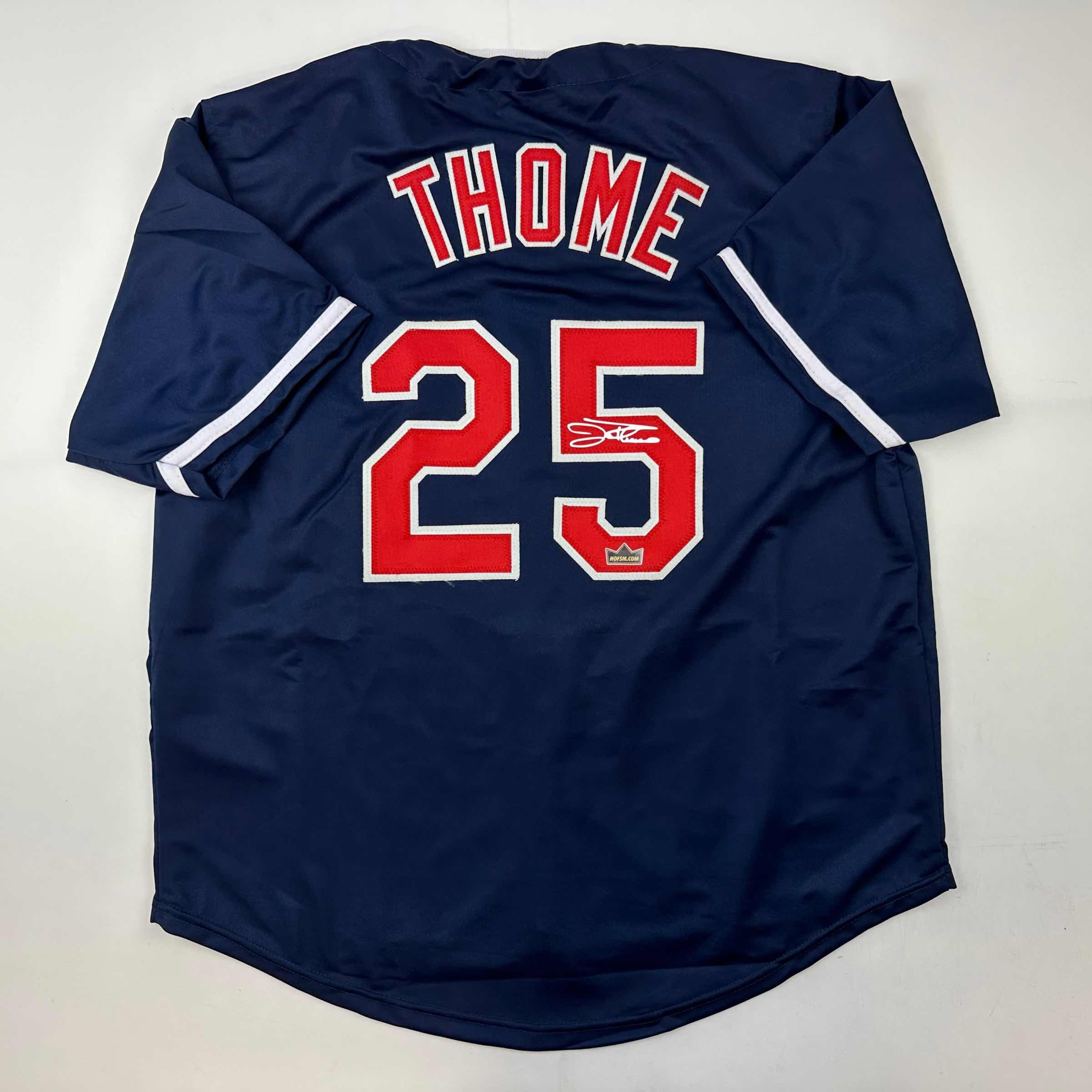 Facsimile Autographed Jim Thome Cleveland Blue Reprint Laser Auto Baseball Jersey Size Men's XL