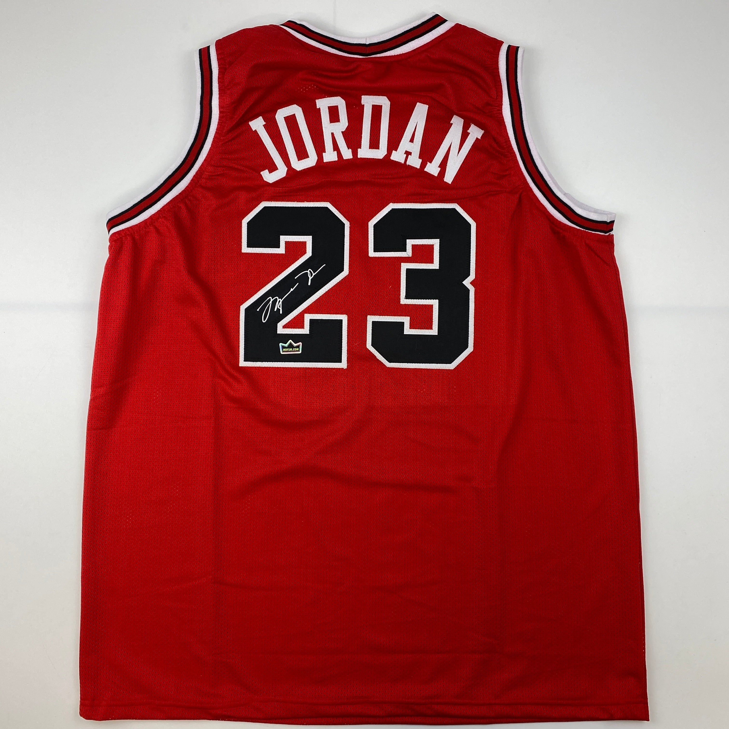 Facsimile Autographed Michael Jordan Chicago Red Reprint Laser Auto Basketball Jersey Size Men's XL