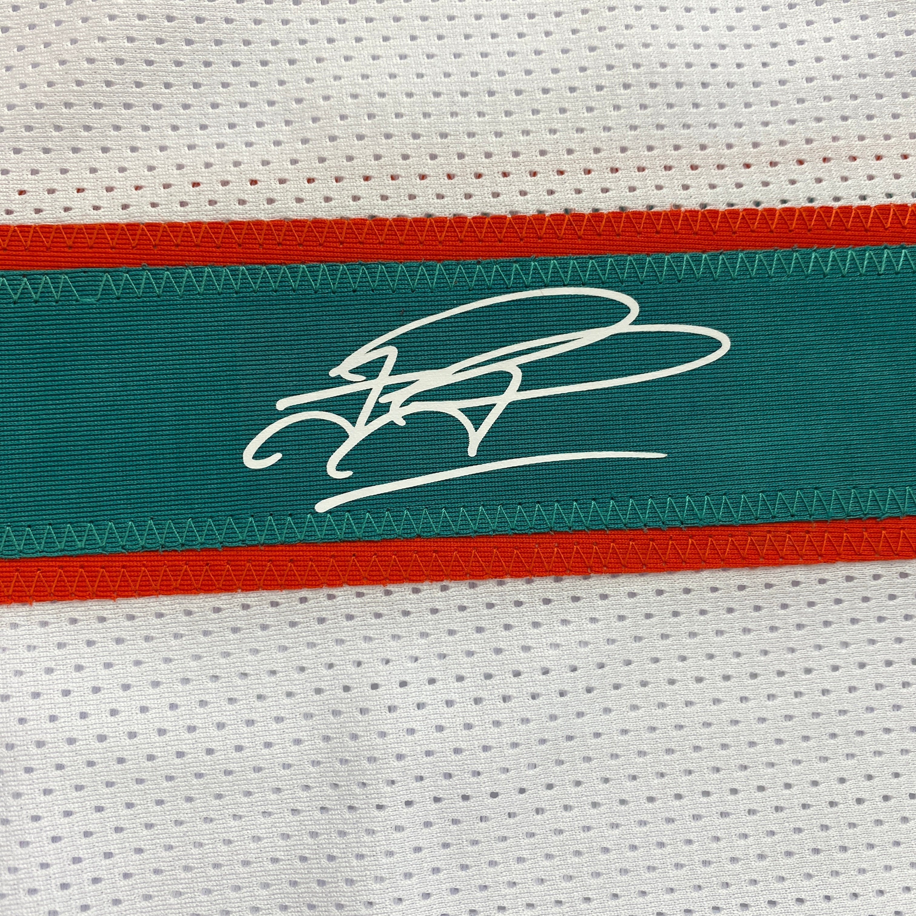 Facsimile Autographed Tua Tagovailoa Miami White Reprint Laser Auto Football Jersey Size Men's XL