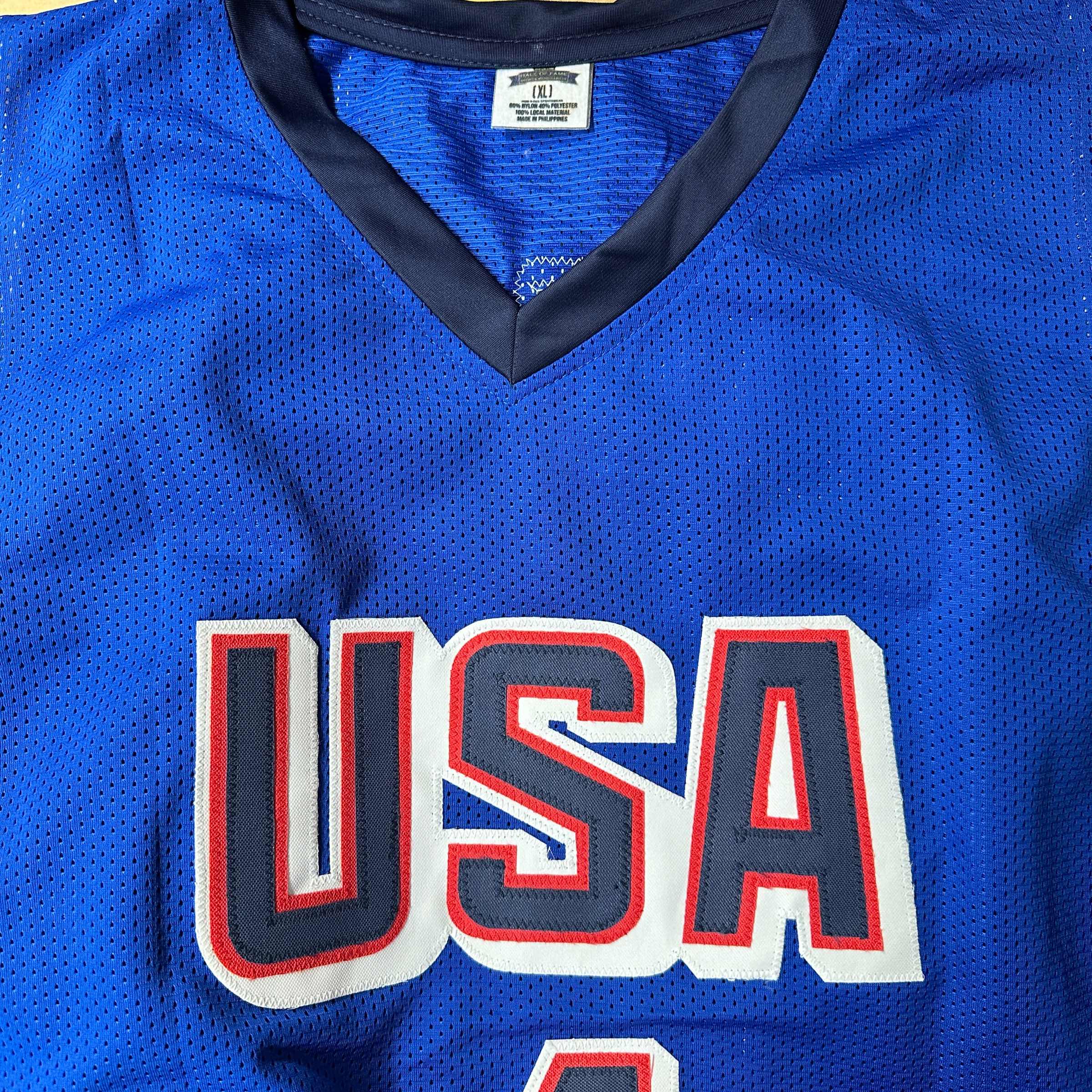 Facsimile Autographed Kawhi Leonard 2024 United States Team USA Blue Reprint Laser Auto Basketball Jersey Size Men's XL