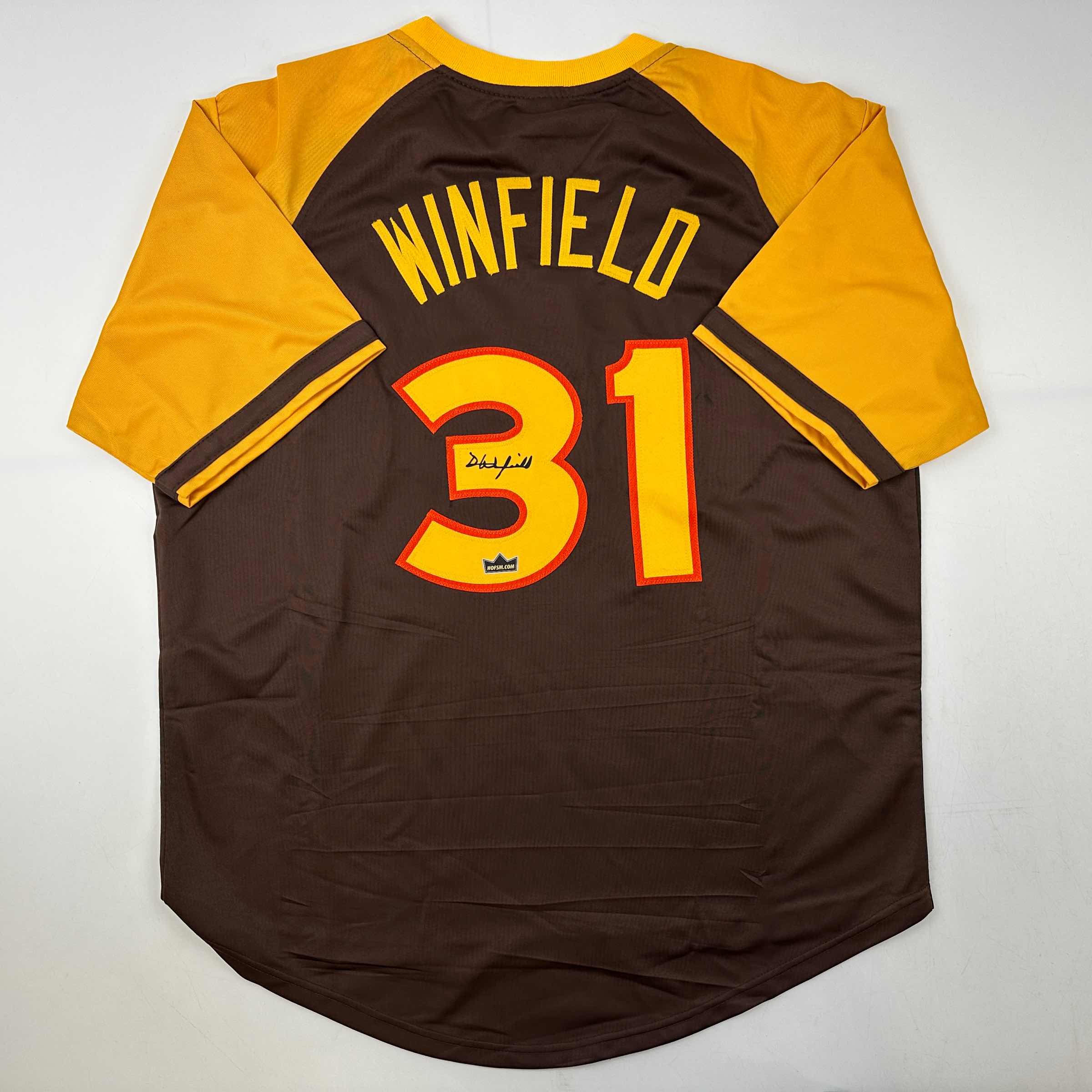 Facsimile Autographed Dave Winfield San Diego Brown Reprint Laser Auto Baseball Jersey Size Men's XL
