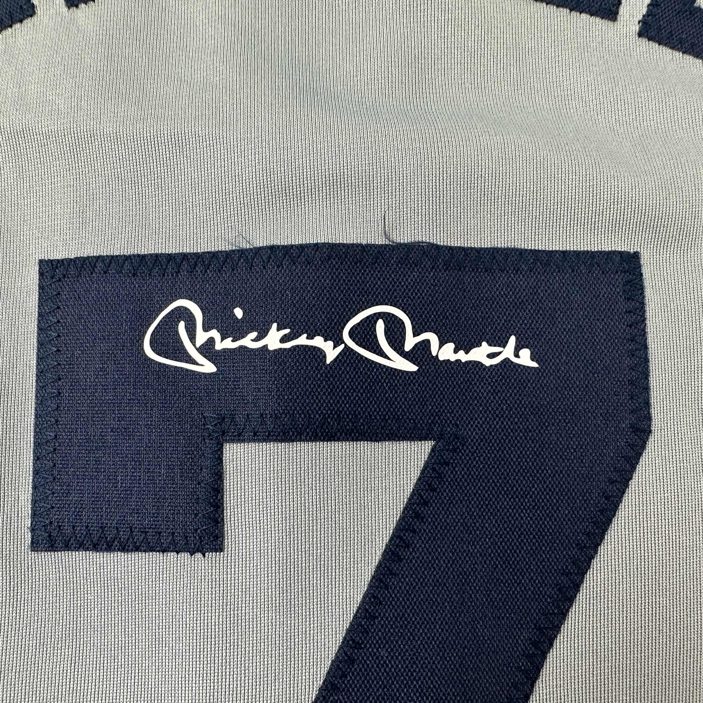 Facsimile Autographed Mickey Mantle New York Grey Reprint Laser Auto Baseball Jersey Size Men's XL