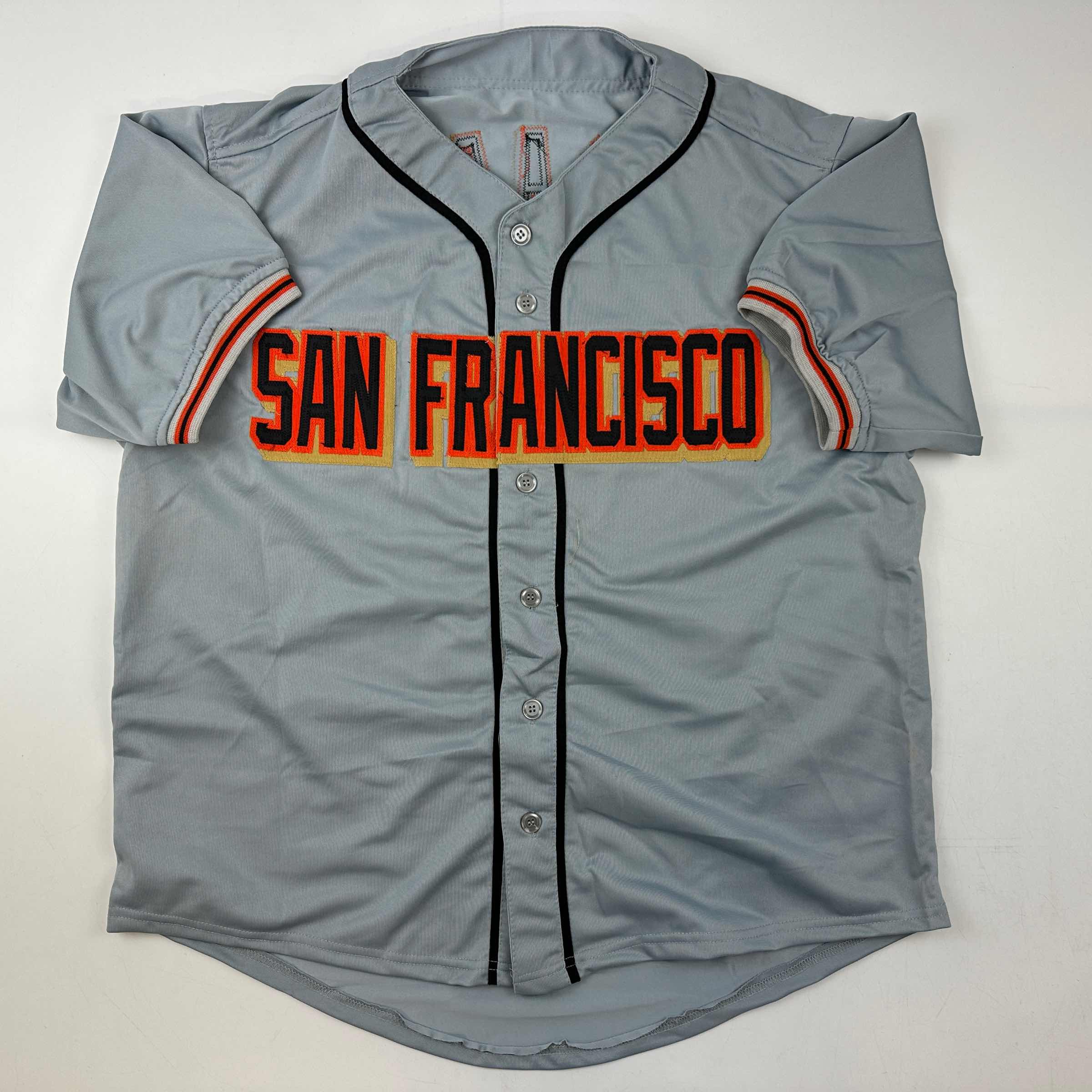 Facsimile Autographed Madison Bumgarner San Francisco Grey Reprint Laser Auto Baseball Jersey Size Men's XL