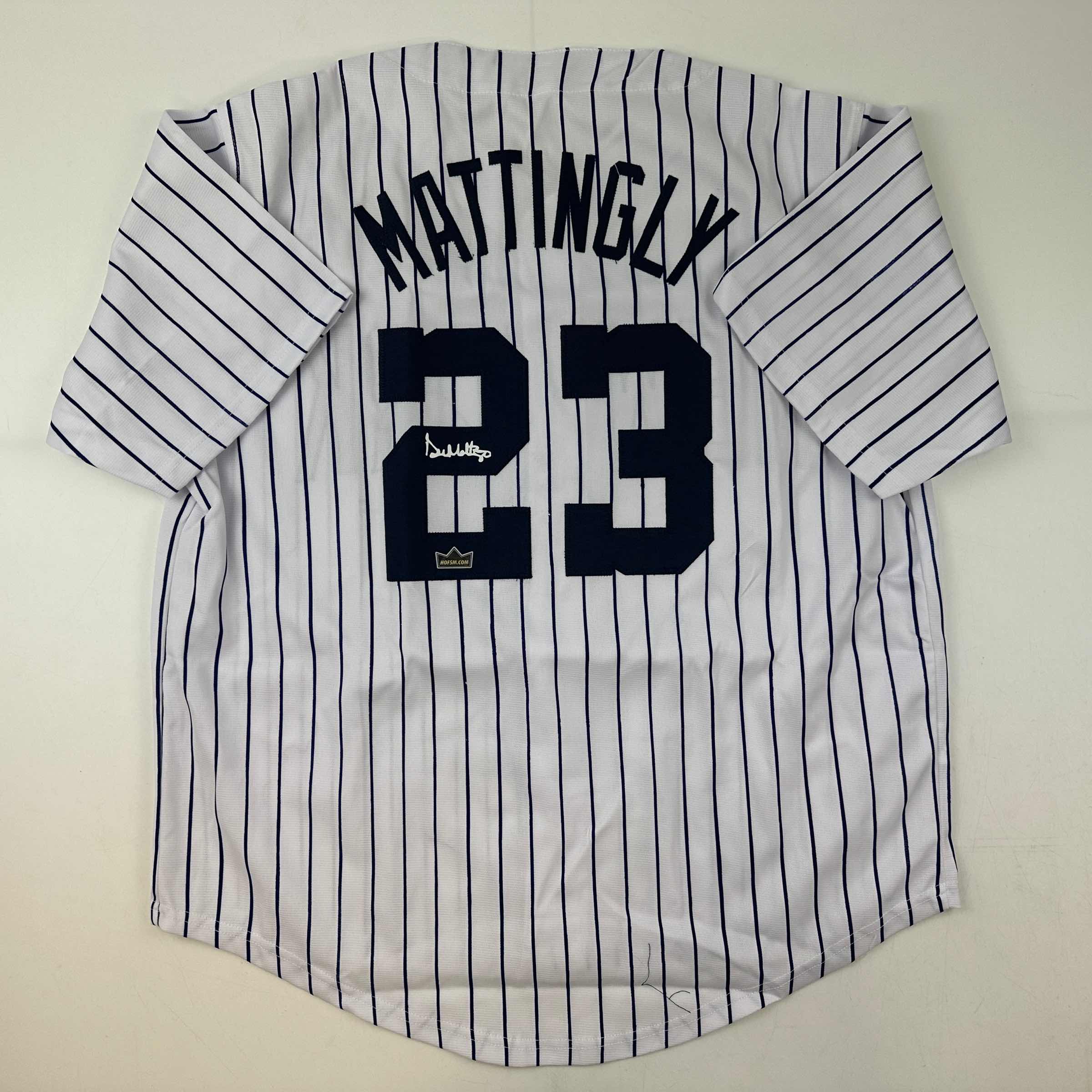 Facsimile Autographed Don Mattingly New York Pinstripe Reprint Laser Auto Baseball Jersey Size Men's XL