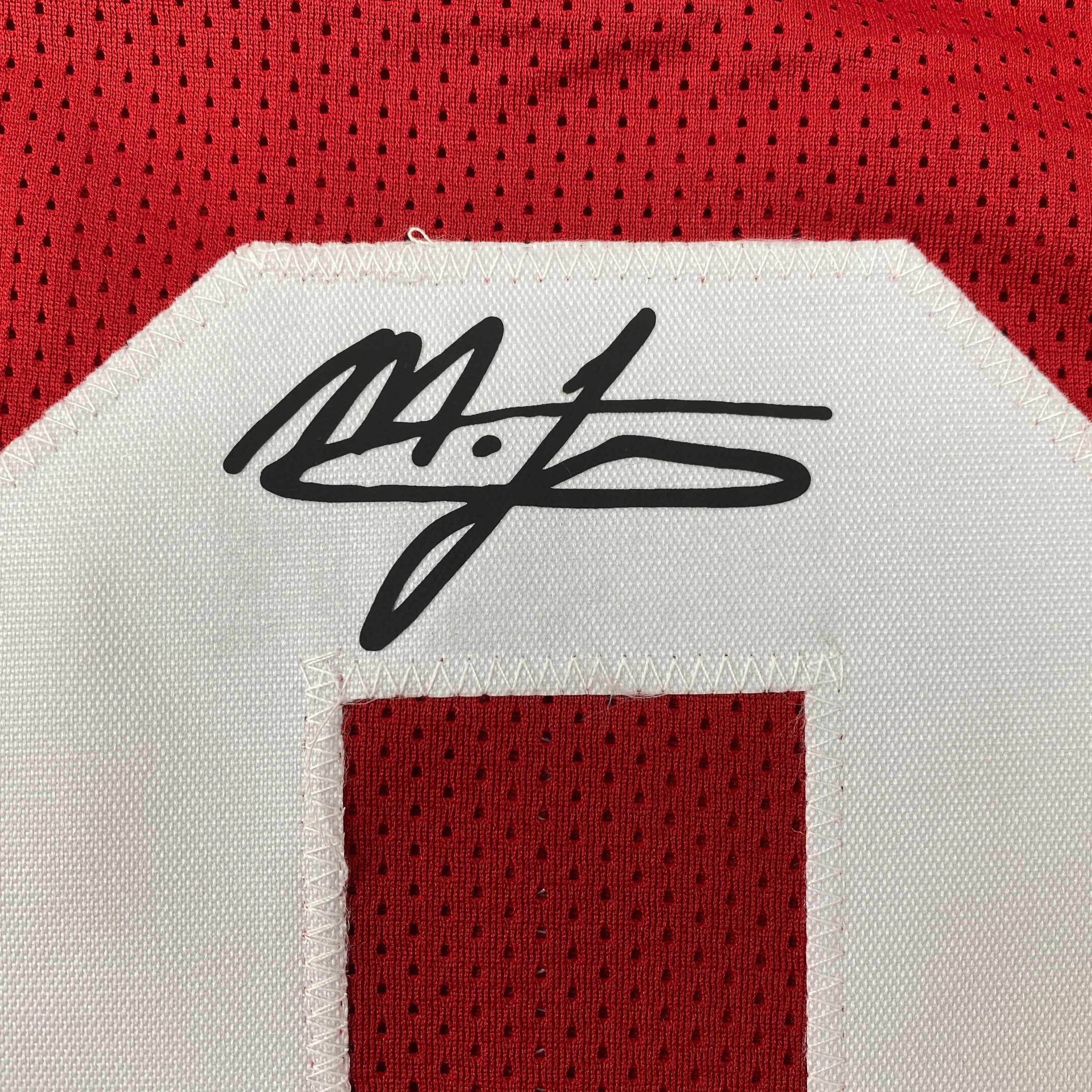 Framed Facsimile Autographed Mac Jones 35x39 Alabama Red Reprint Laser Auto College Football Jersey