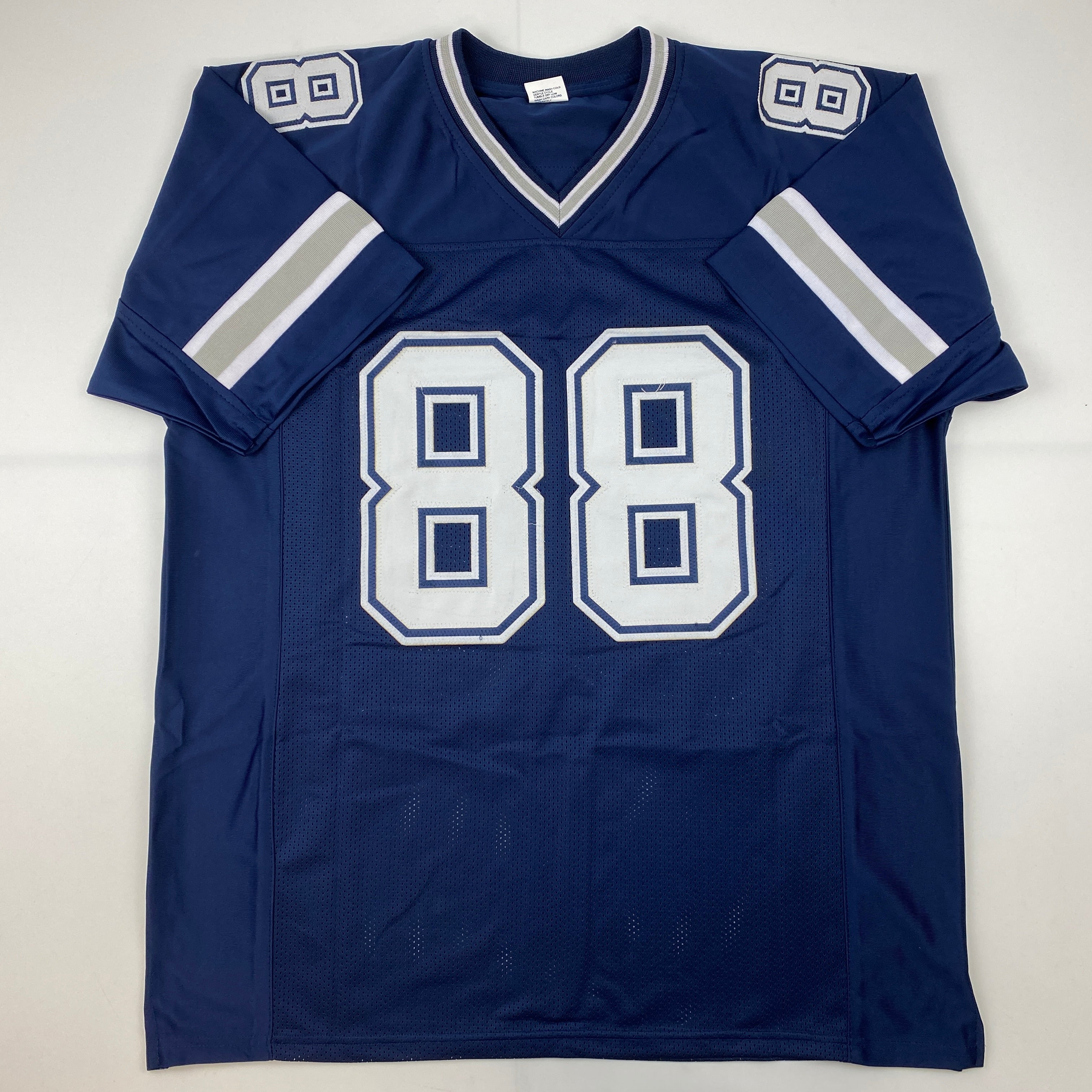 Facsimile Autographed CeeDee Lamb Dallas Blue Reprint Laser Auto Football Jersey Size Men's XL