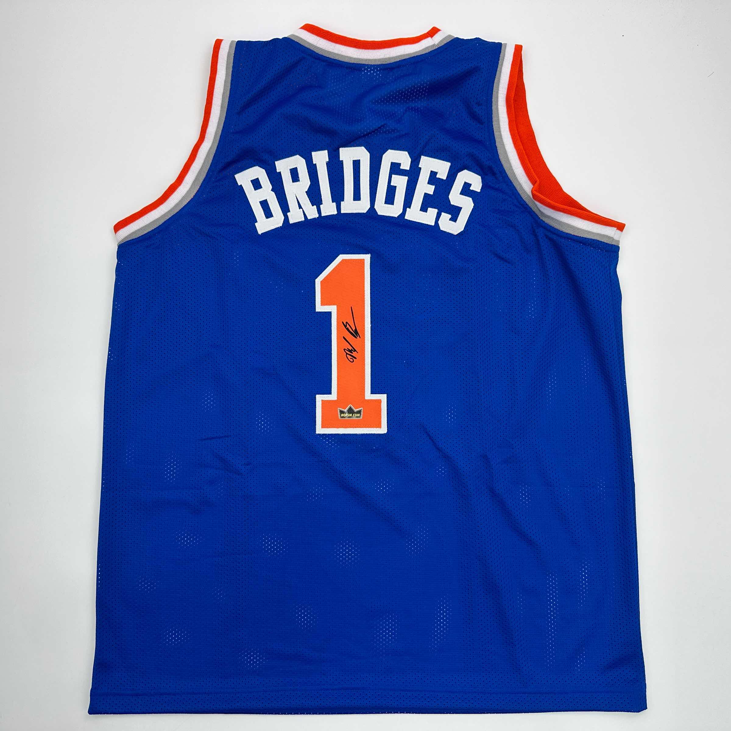 Facsimile Autographed Mikal Bridges New York Blue Reprint Laser Auto Basketball Jersey Size Men's XL