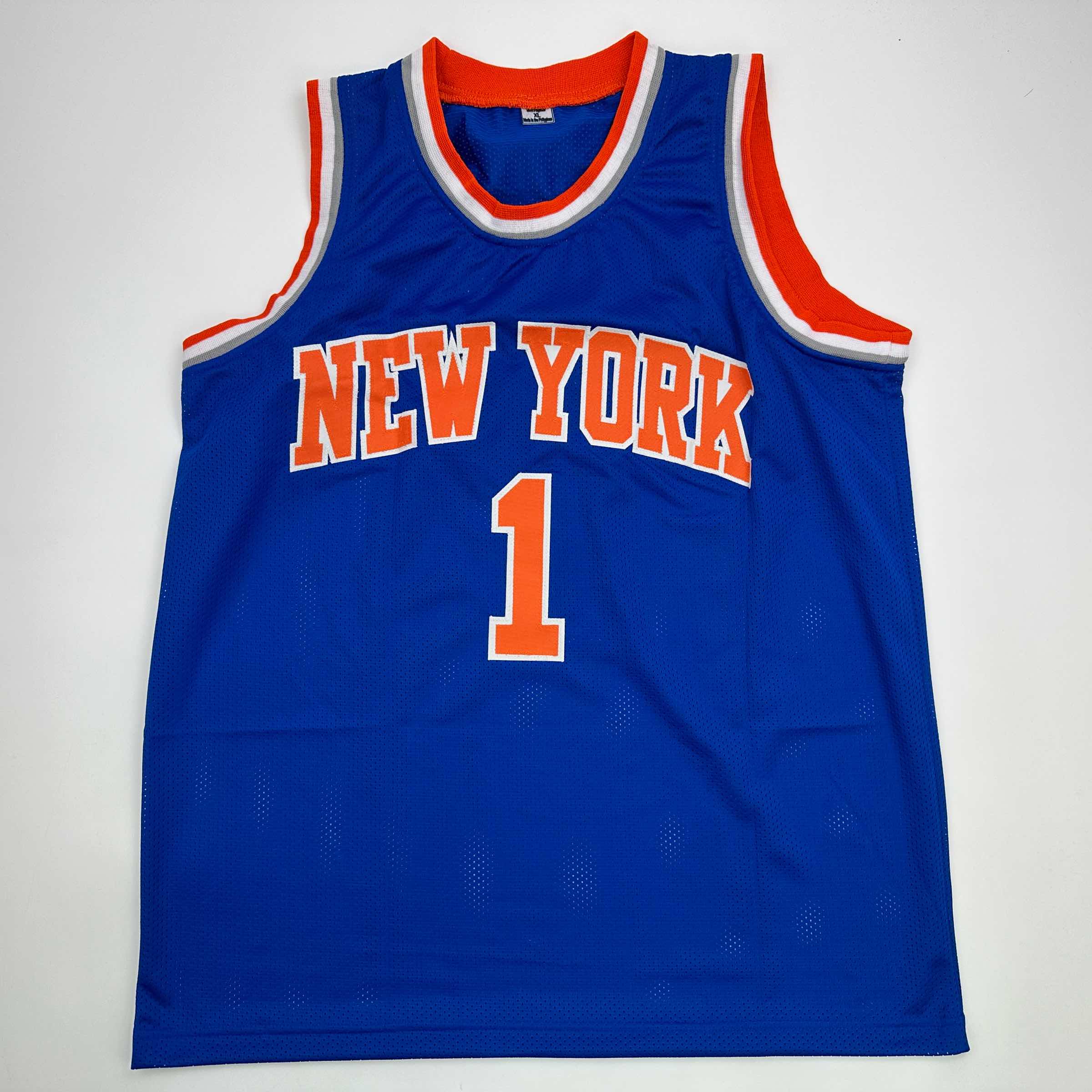Facsimile Autographed Mikal Bridges New York Blue Reprint Laser Auto Basketball Jersey Size Men's XL