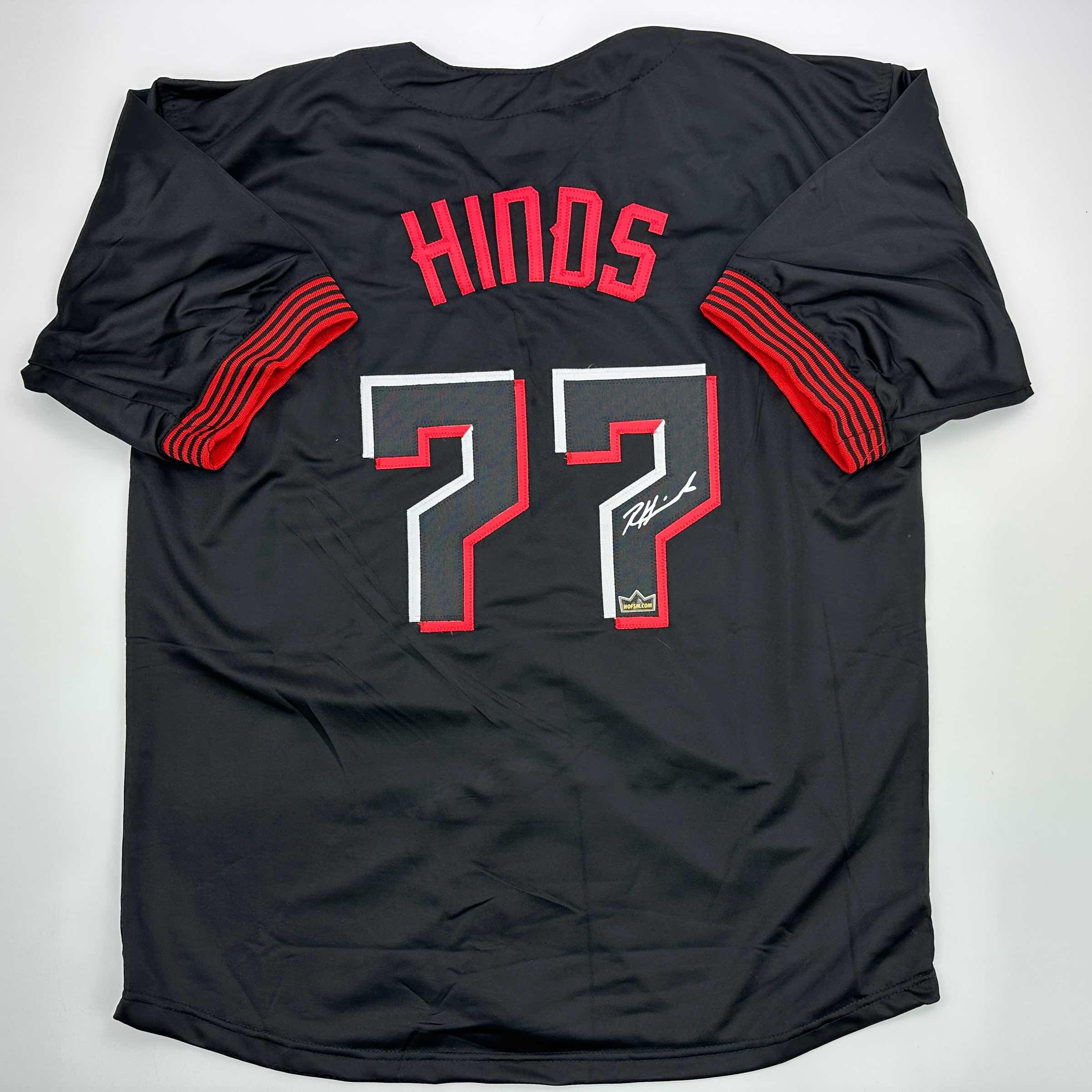 Facsimile Autographed Rece Hinds Cincinnati Black City Connect Reprint Laser Auto Baseball Jersey Size Men's XL