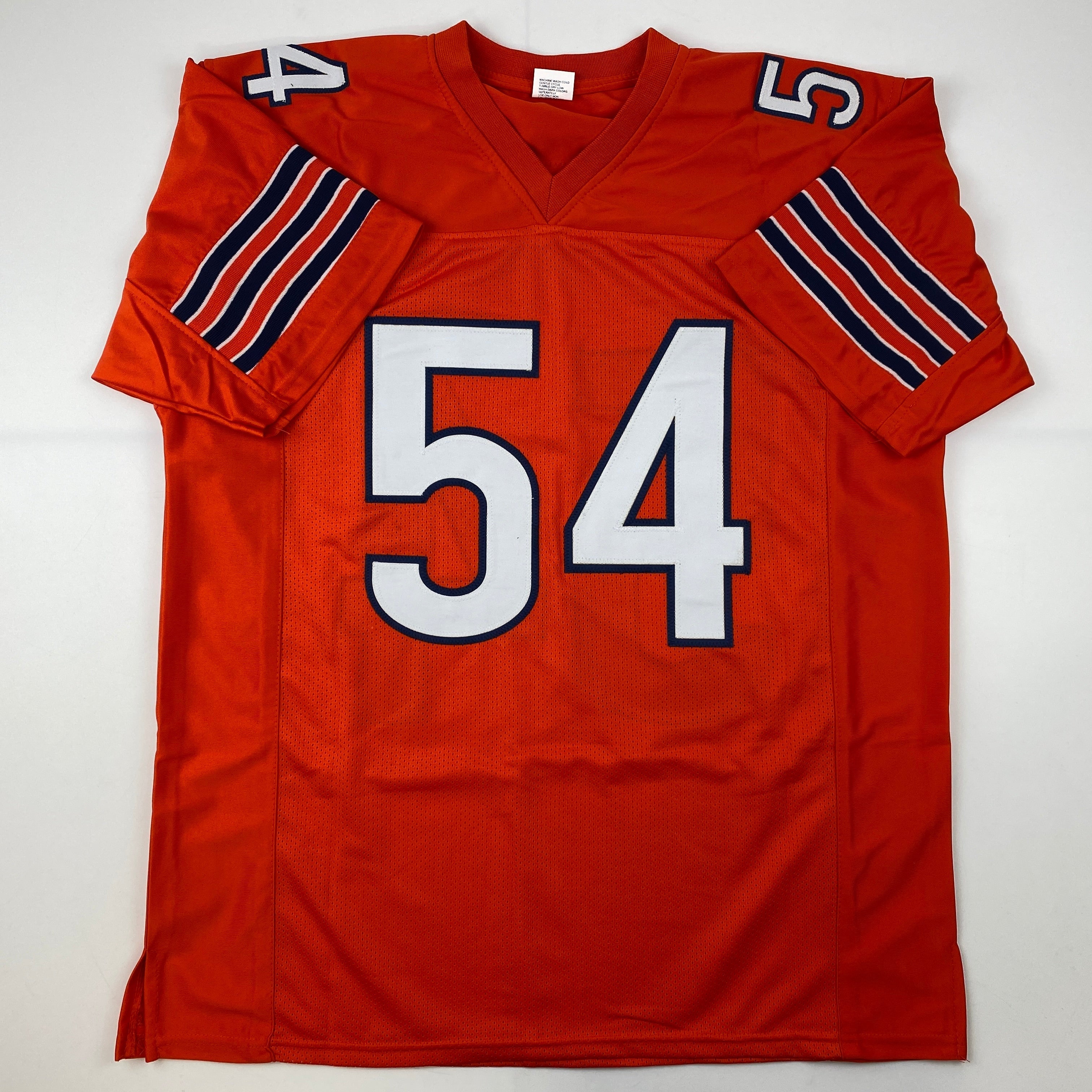 Facsimile Autographed Brian Urlacher Chicago Orange Reprint Laser Auto Football Jersey Size Men's XL