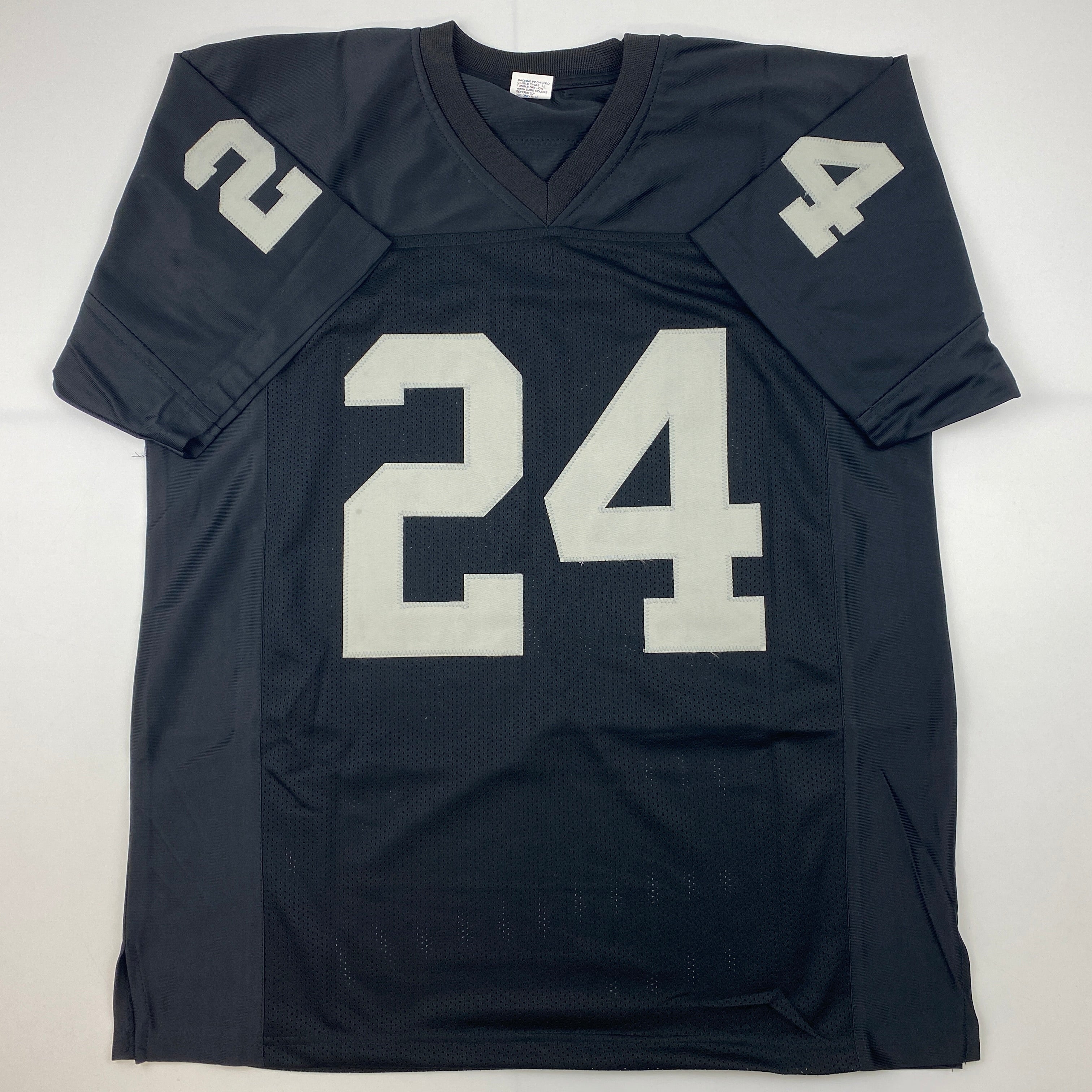 Facsimile Autographed Charles Woodson Oakland Las Vegas Black Reprint Laser Auto Football Jersey Size Men's XL
