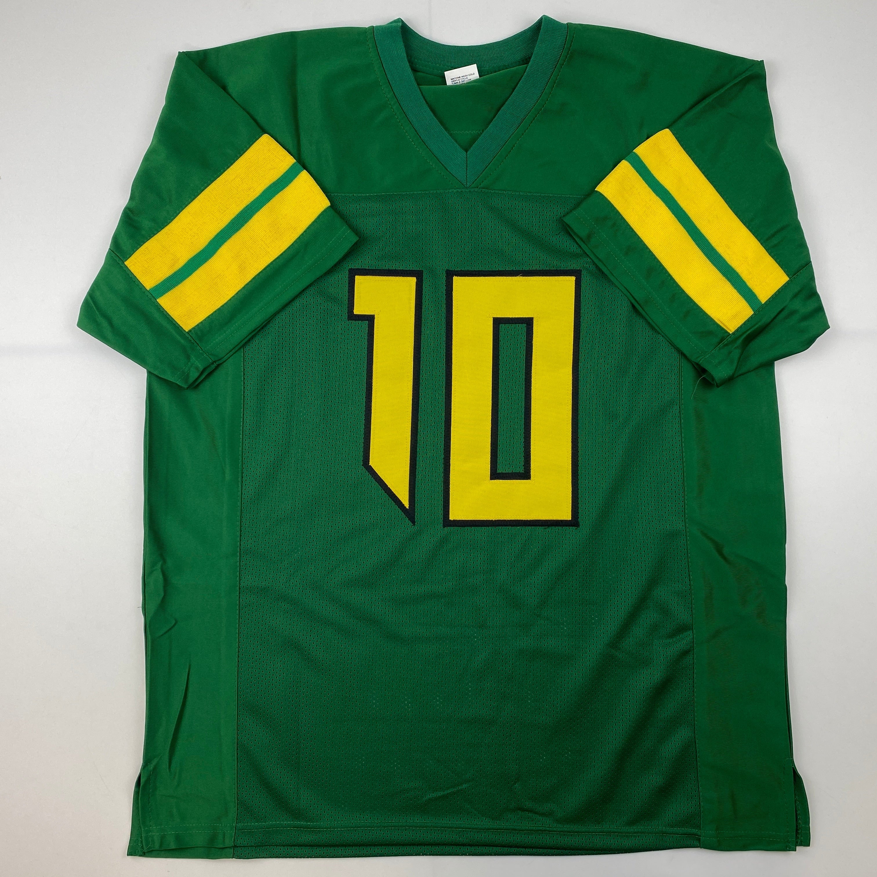 Facsimile Autographed Justin Herbert Oregon Green Reprint Laser Auto College Football Jersey Size Men's XL