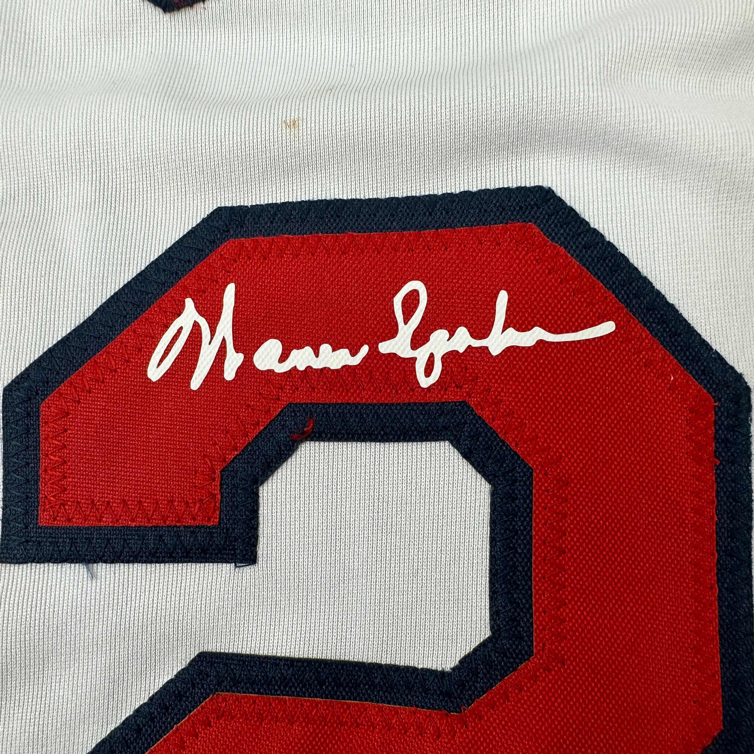 Facsimile Autographed Warren Spahn Atlanta White Reprint Laser Auto Baseball Jersey Size Men's XL