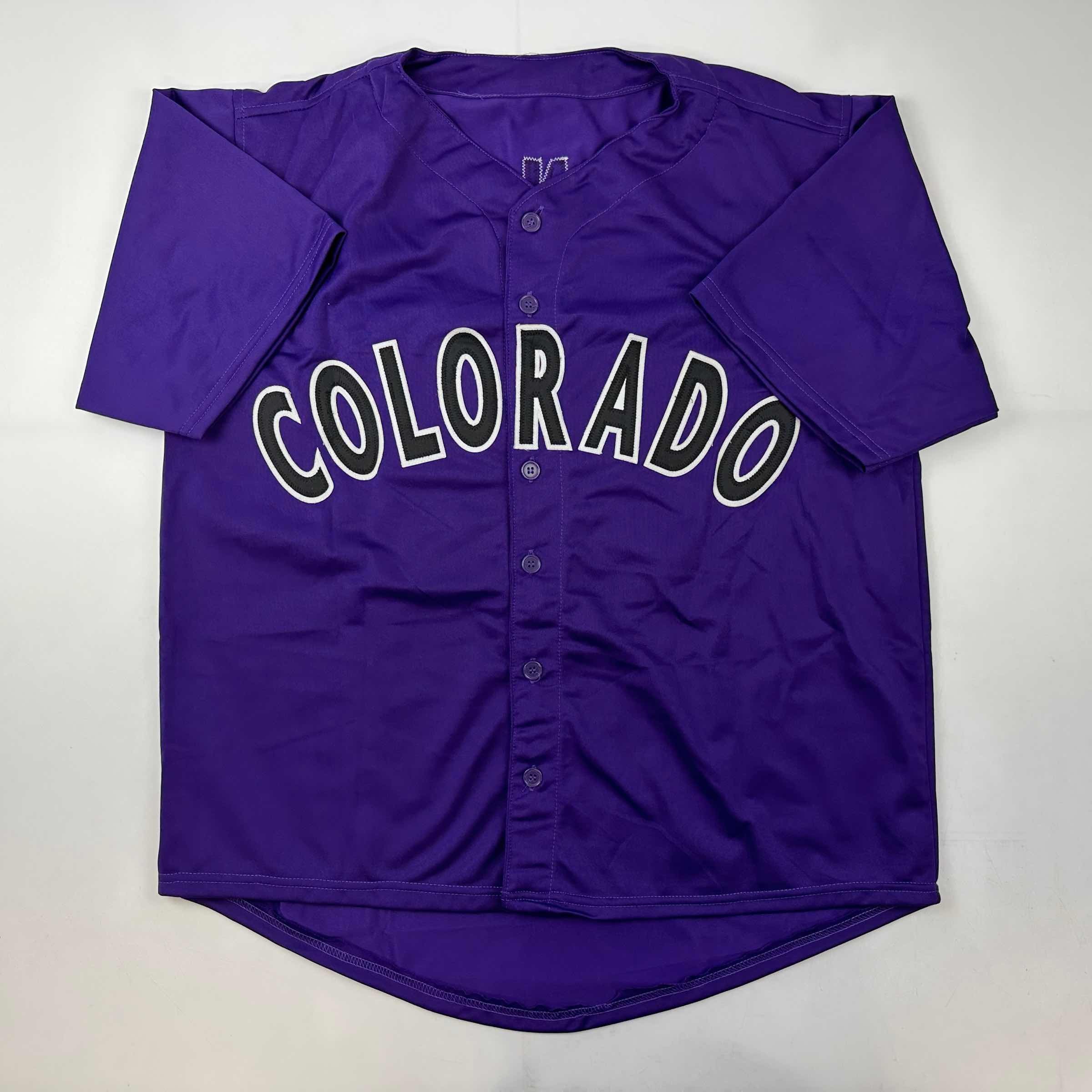 Facsimile Autographed Nolan Arenado Colorado Purple Reprint Laser Auto Baseball Jersey Size Men's XL