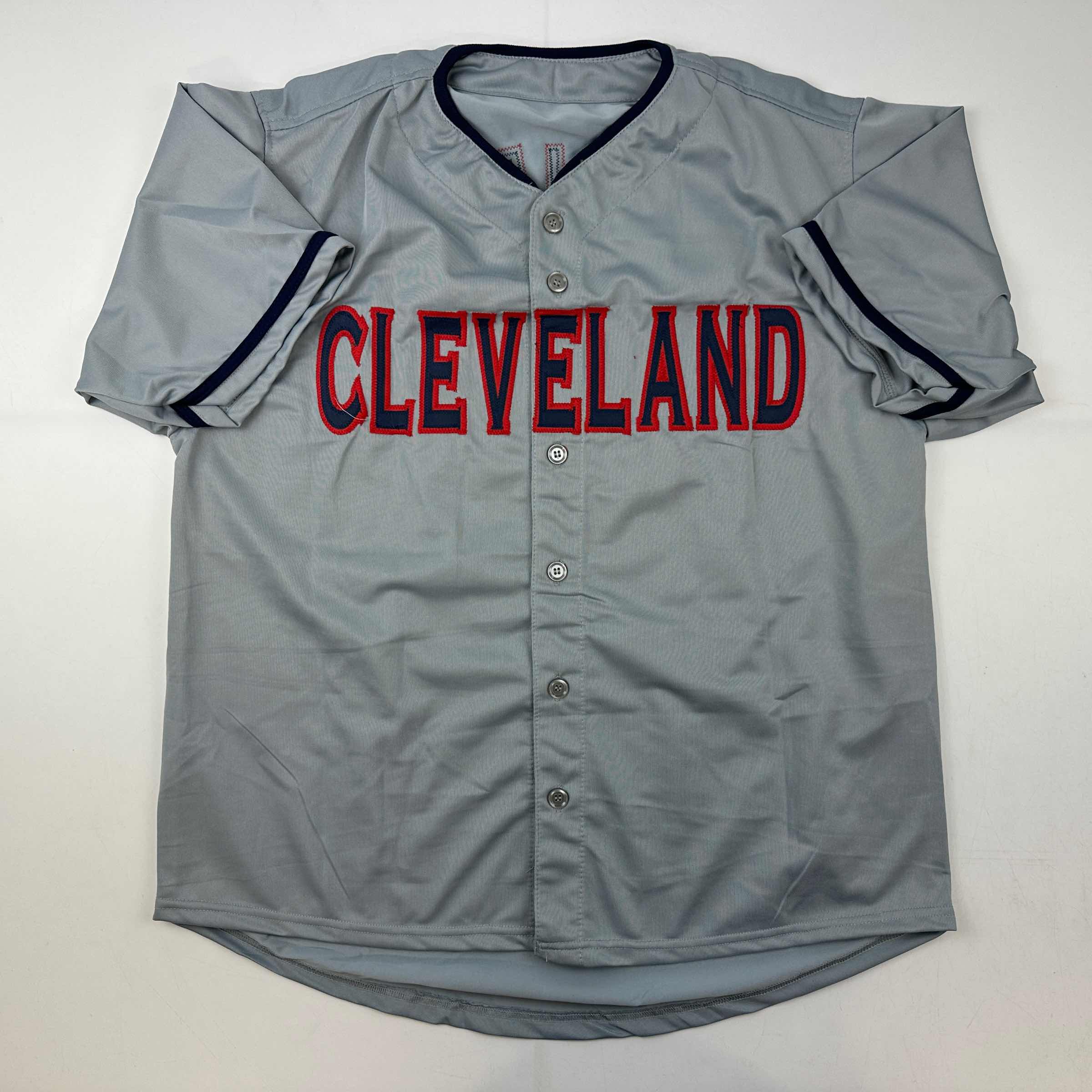 Facsimile Autographed Jose Ramirez Cleveland Grey Reprint Laser Auto Baseball Jersey Size Men's XL