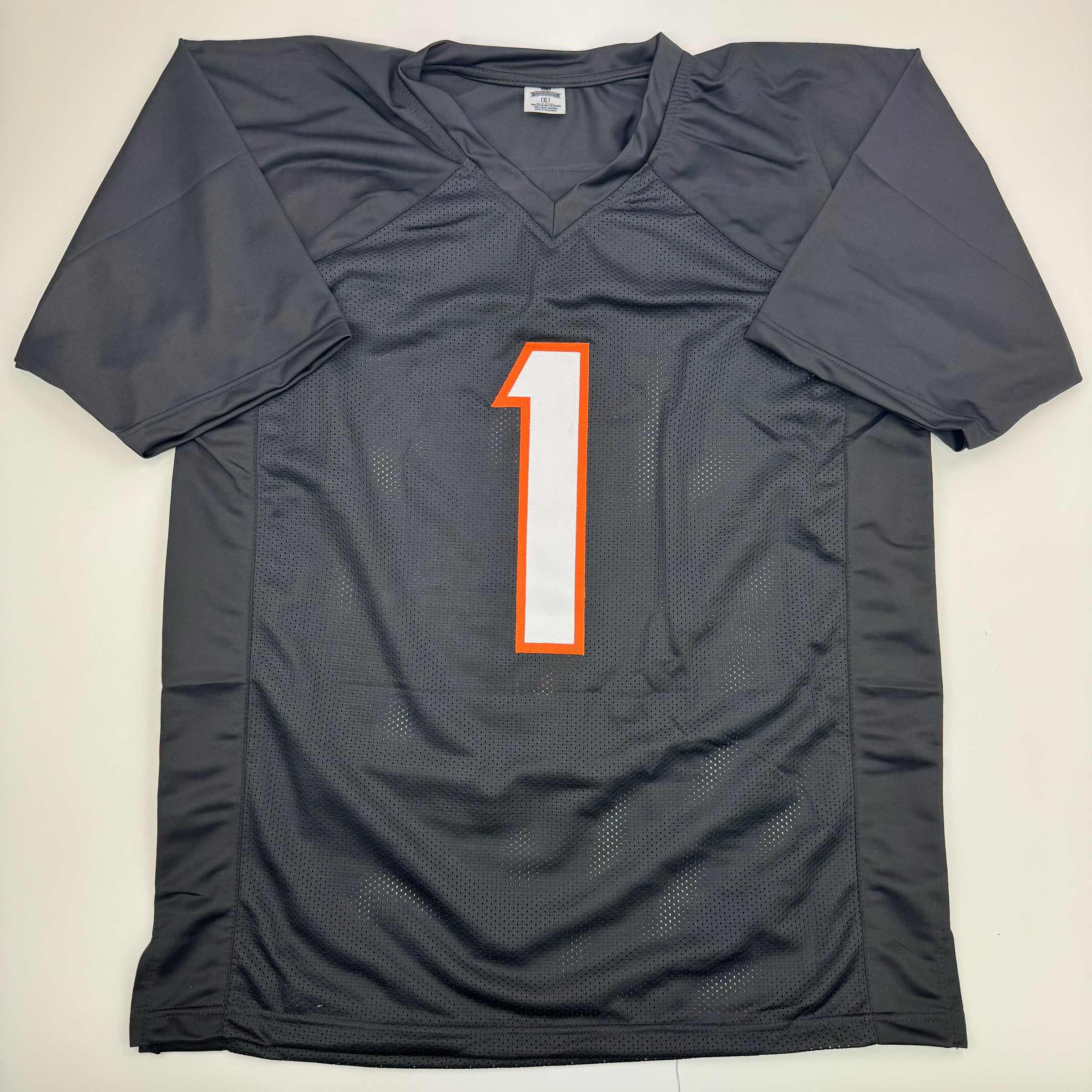 Autographed/Signed Ja'Marr Chase Cincinnati Black Football Jersey JSA COA