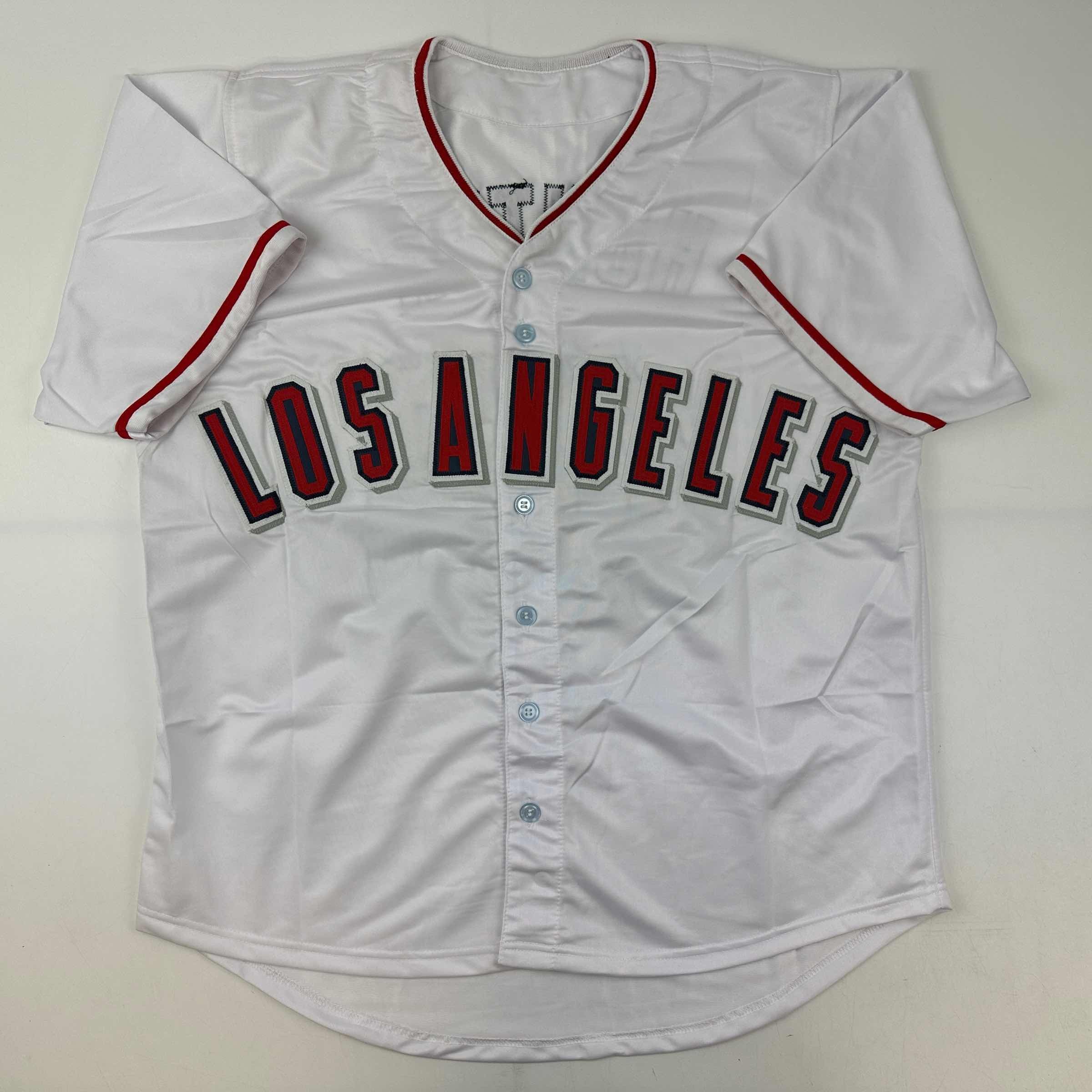 Autographed/Signed Torii Hunter Los Angeles Anaheim White Baseball Jersey Beckett BAS COA