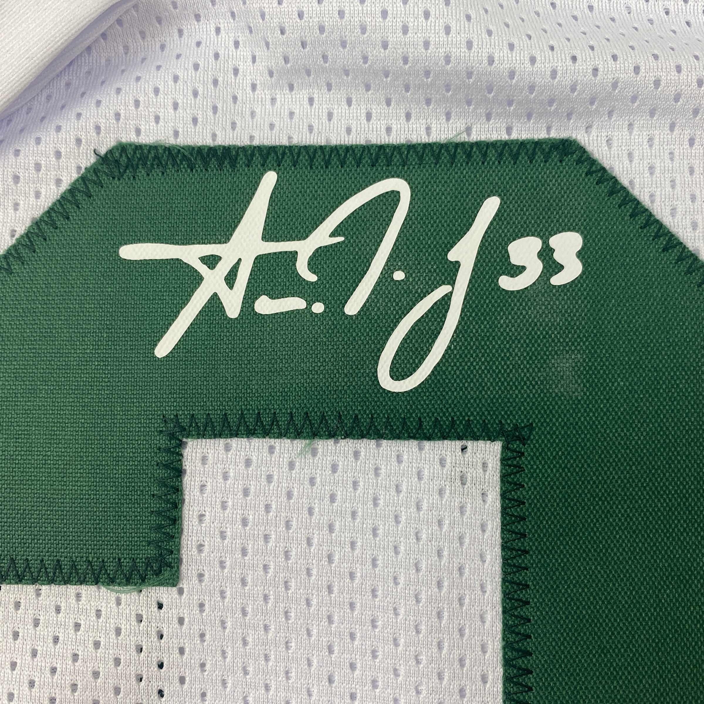 Facsimile Autographed Aaron Jones Green Bay White Reprint Laser Auto Football Jersey Size Men's XL
