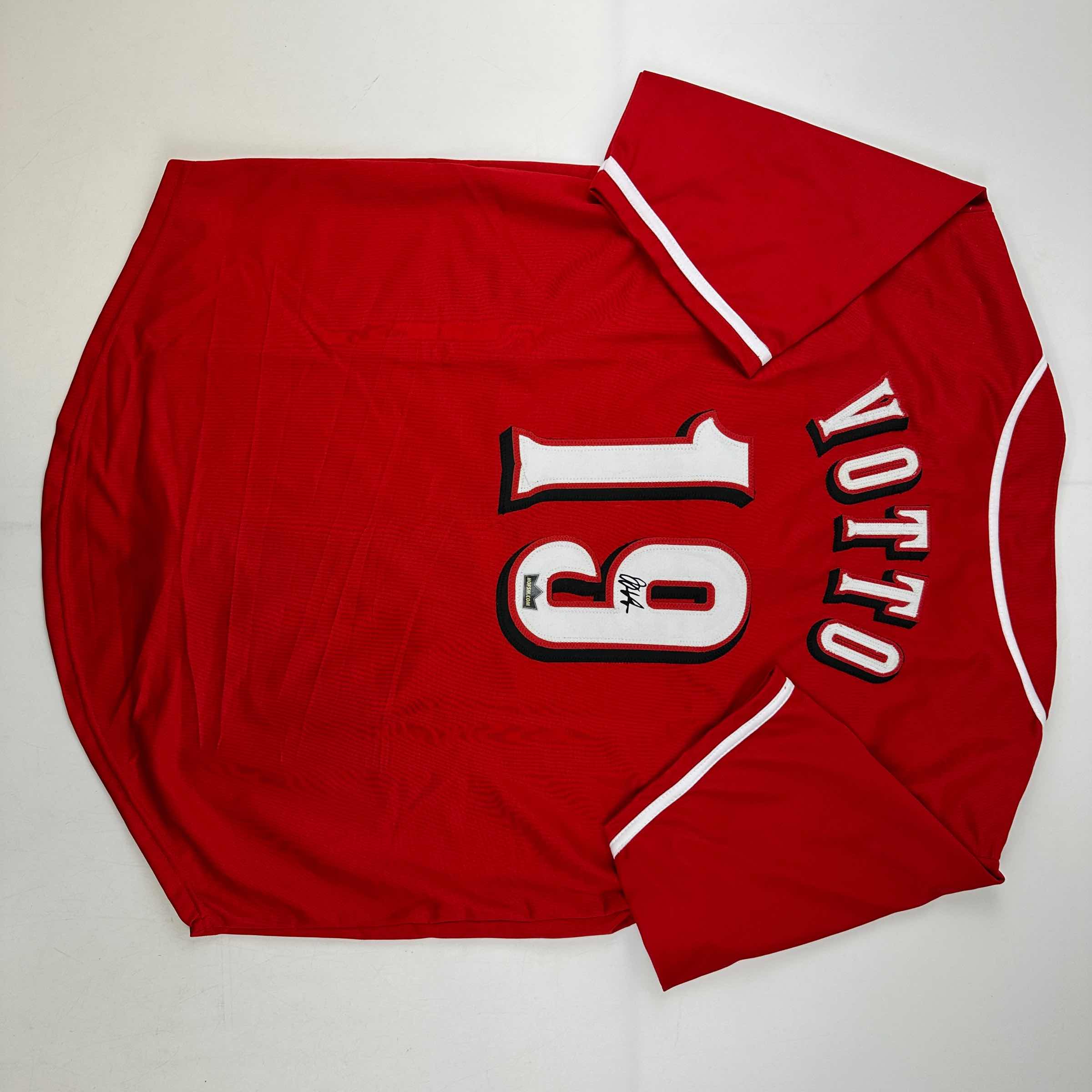 Facsimile Autographed Joey Votto Cincinnati Red Reprint Laser Auto Baseball Jersey Size Men's XL