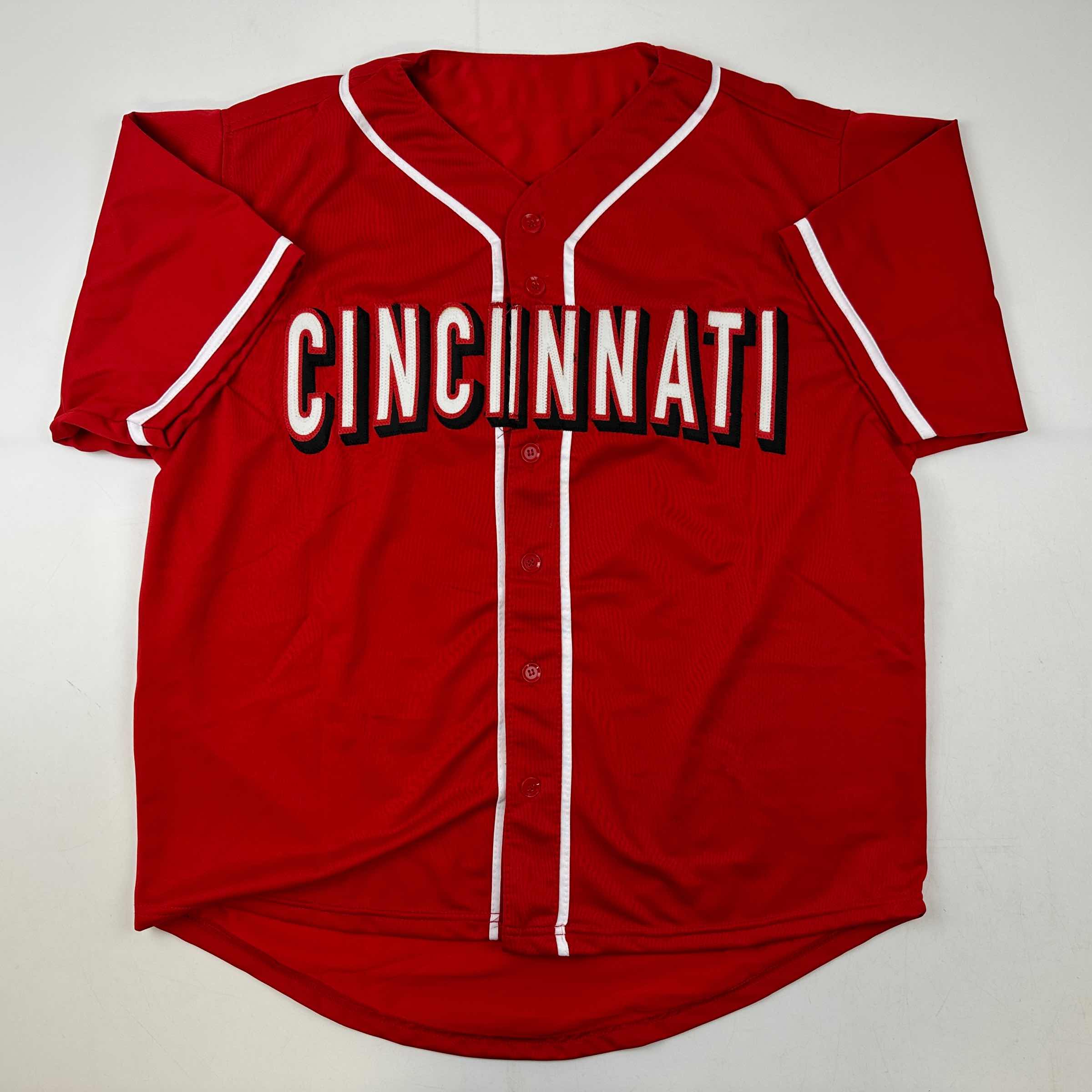 Facsimile Autographed Joey Votto Cincinnati Red Reprint Laser Auto Baseball Jersey Size Men's XL