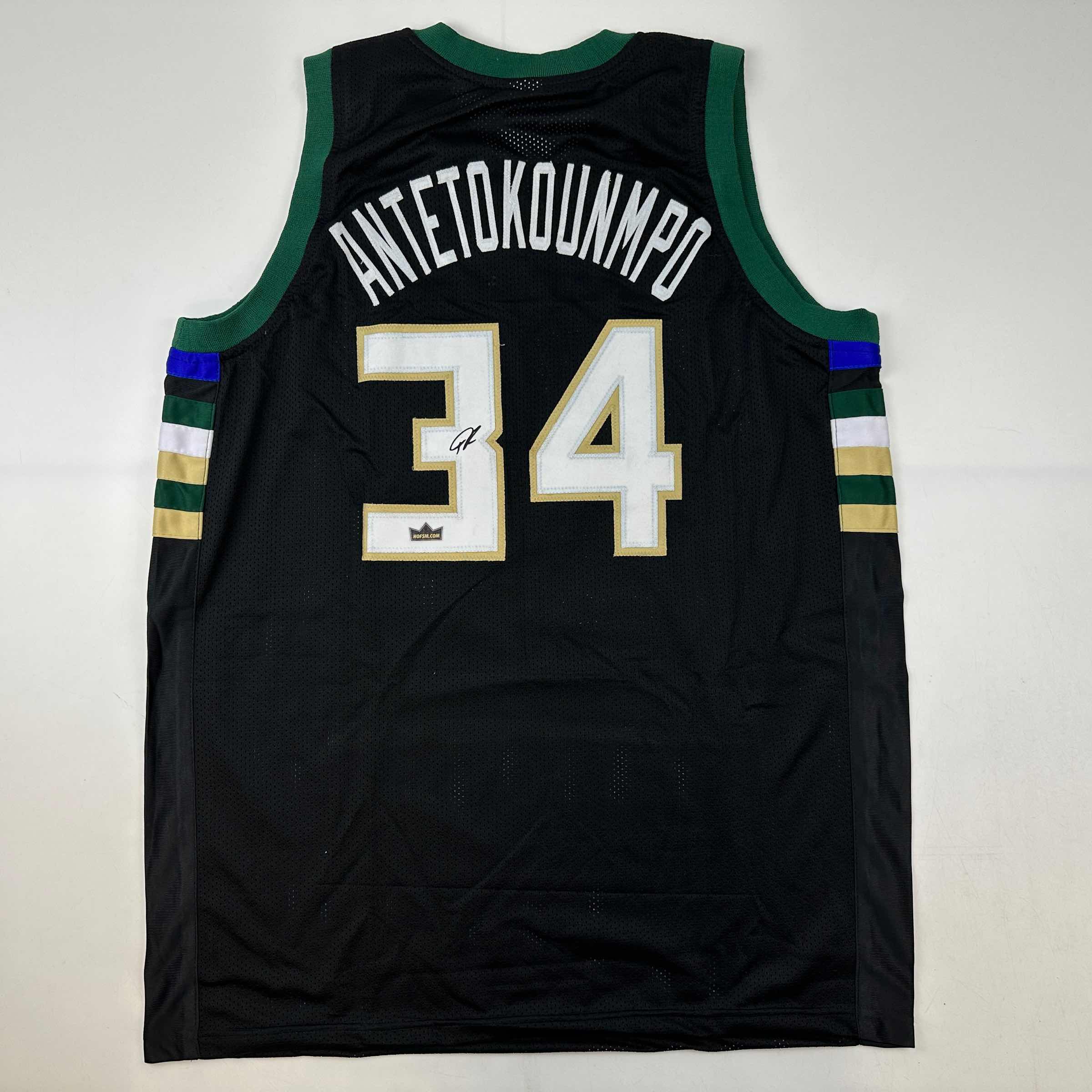 Facsimile Autographed Giannis Antetokounmpo Milwaukee Black Reprint Laser Auto Basketball Jersey Size Men's XL