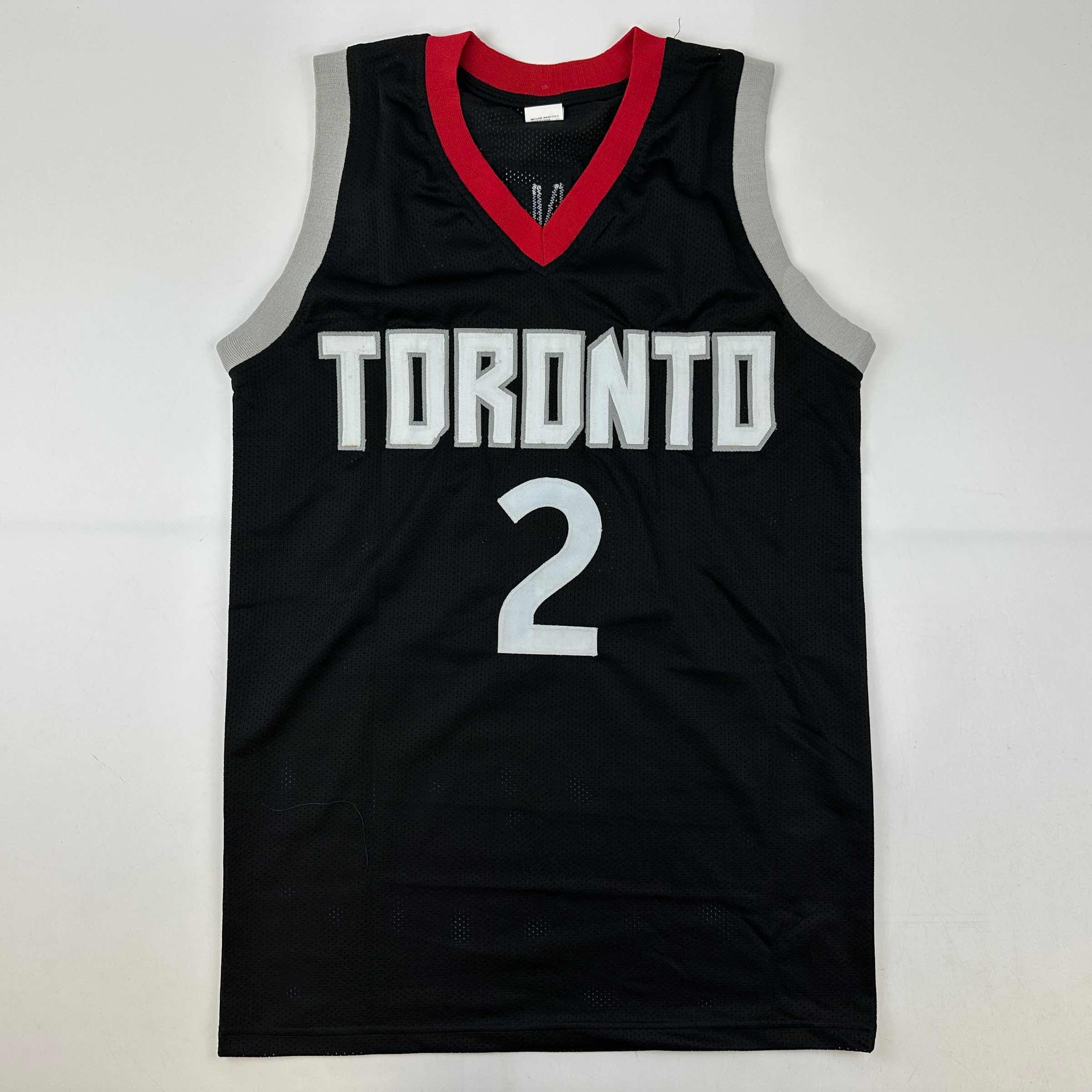 Facsimile Autographed Kawhi Leonard Toronto Black Reprint Laser Auto Basketball Jersey Size Men's XL
