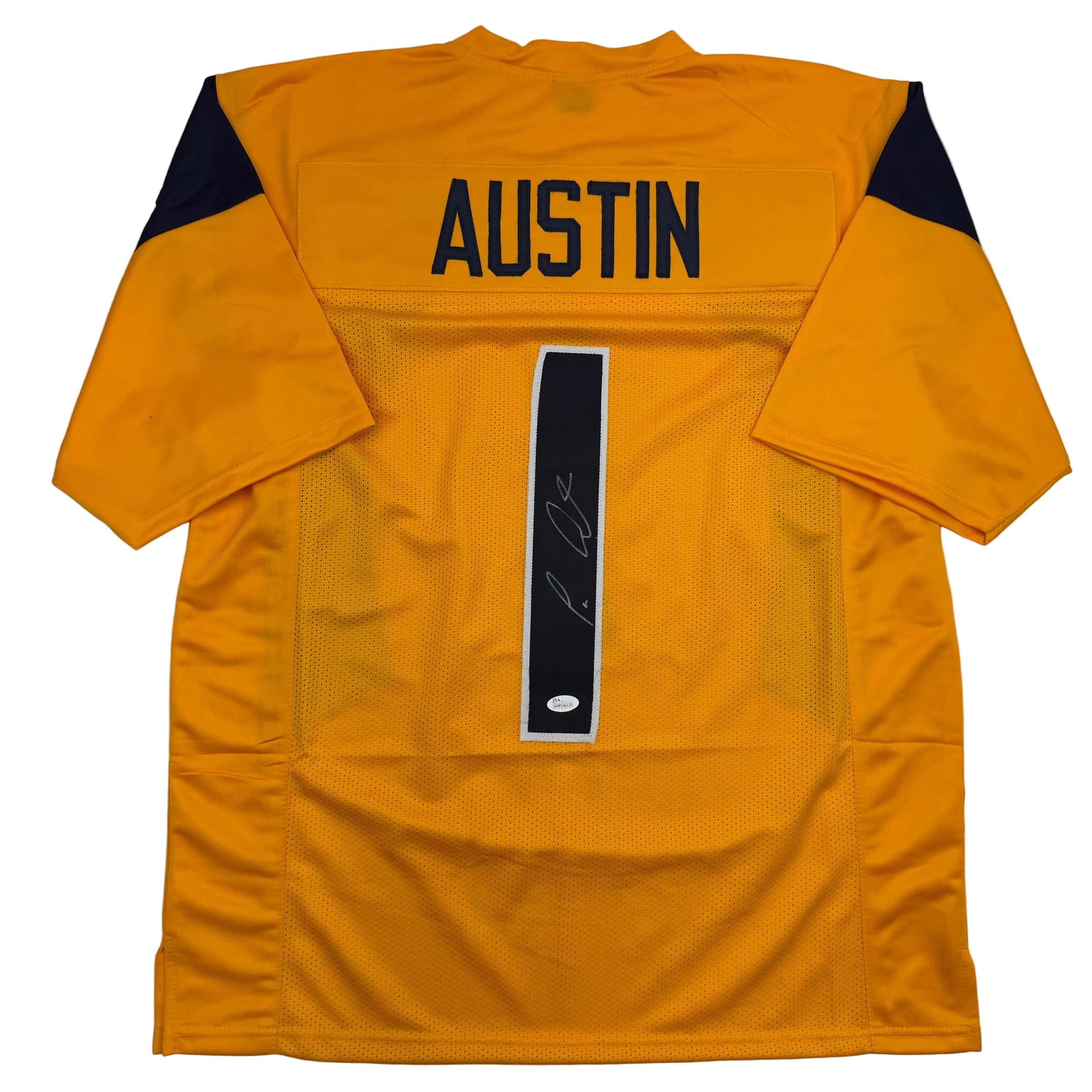 Autographed/Signed Tavon Austin West Virginia Yellow College Football Jersey JSA COA
