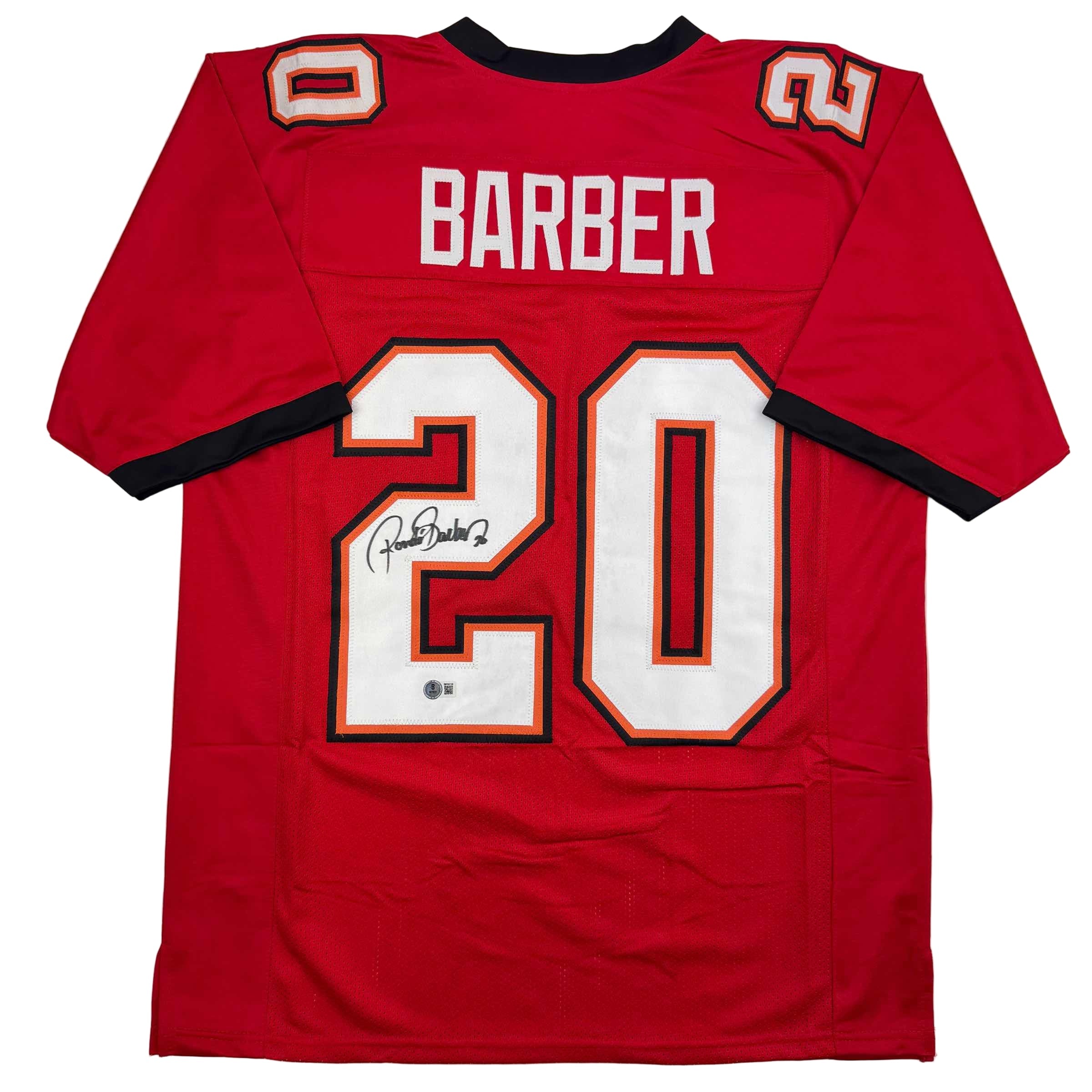 Autographed/Signed Ronde Barber Tampa Bay Red Football Jersey Beckett BAS COA