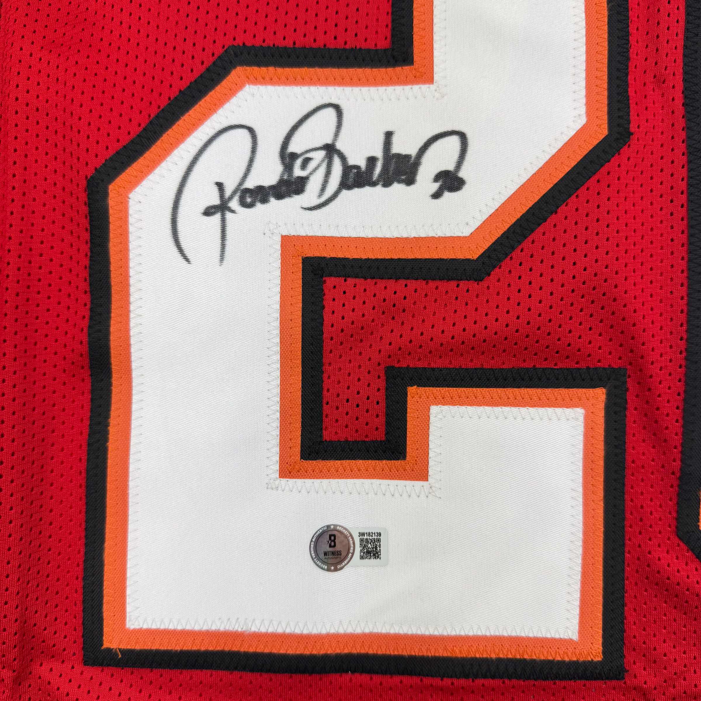 Autographed/Signed Ronde Barber Tampa Bay Red Football Jersey Beckett BAS COA